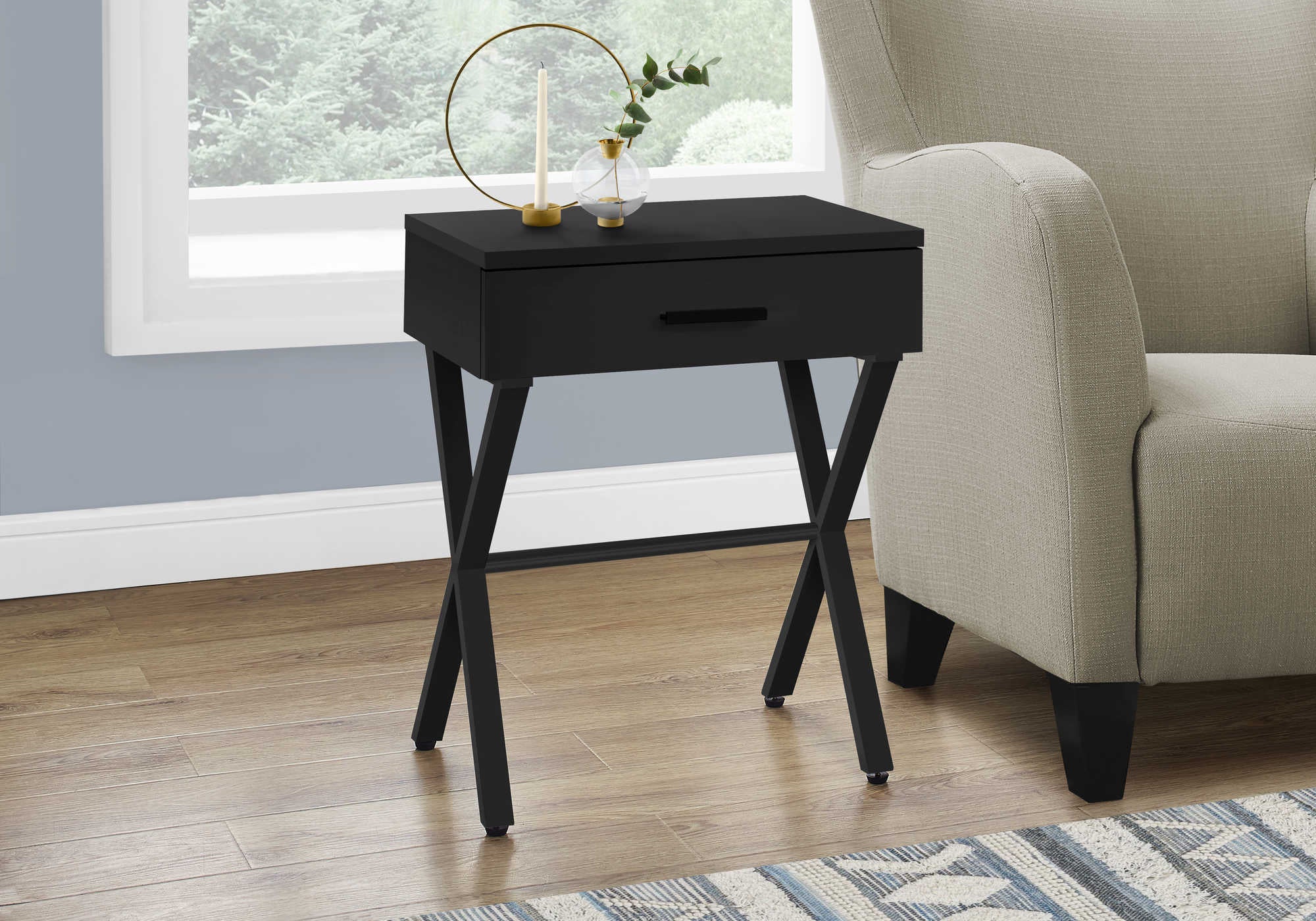 Image of accent table - 24"h / black / black metal  i 3605.