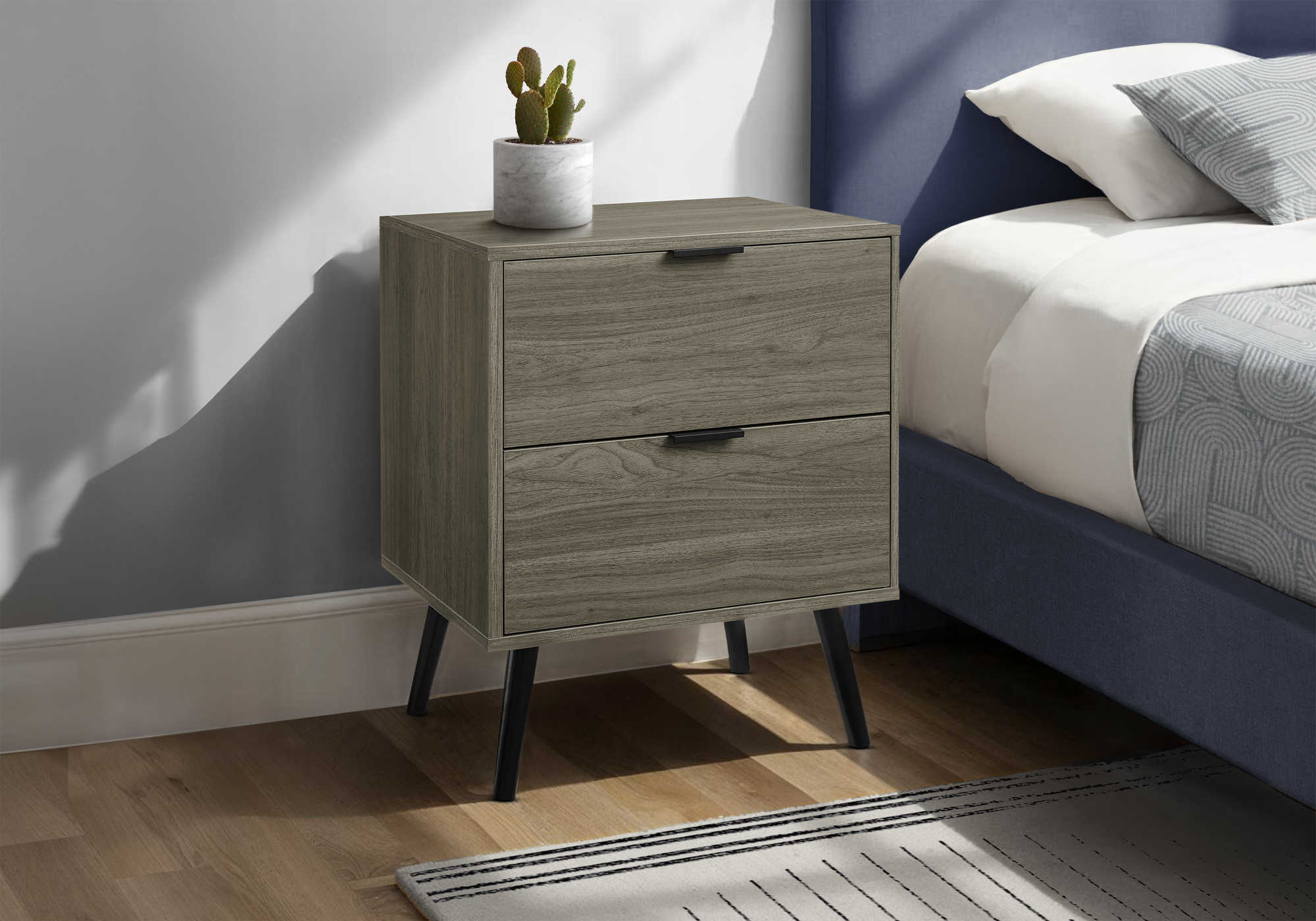 TABLE D'APPOINT - 24"H / GRIS AVEC 2 TIROIRS – I 3608