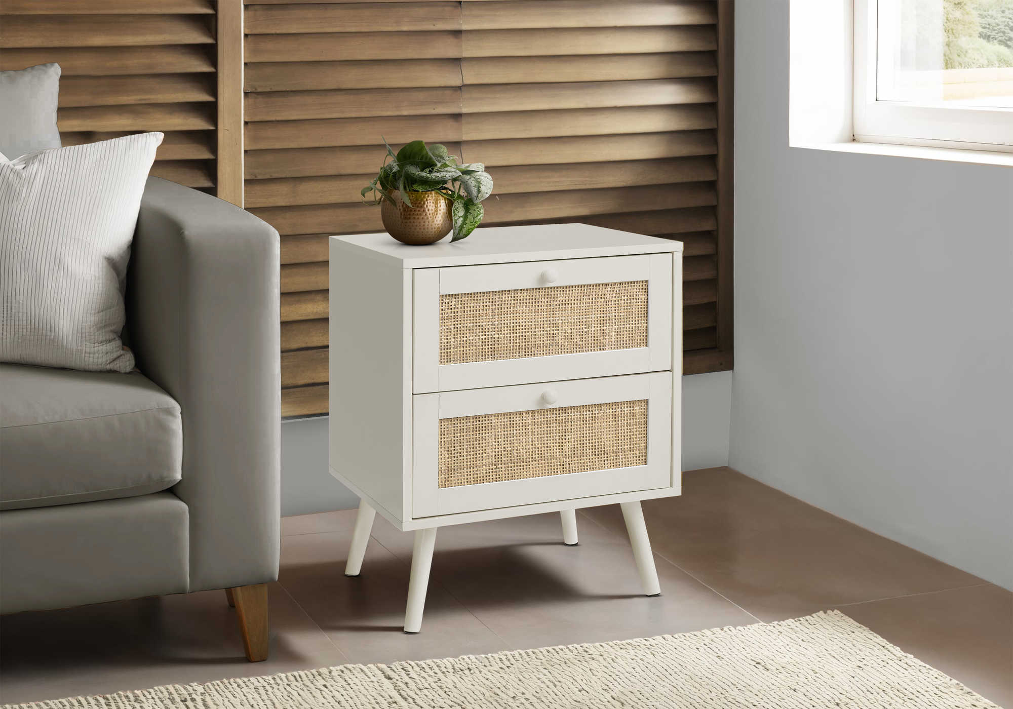 TABLE D'APPOINT - 24"H / BLANC AVEC 2 TIROIRS NOYER – I 3619