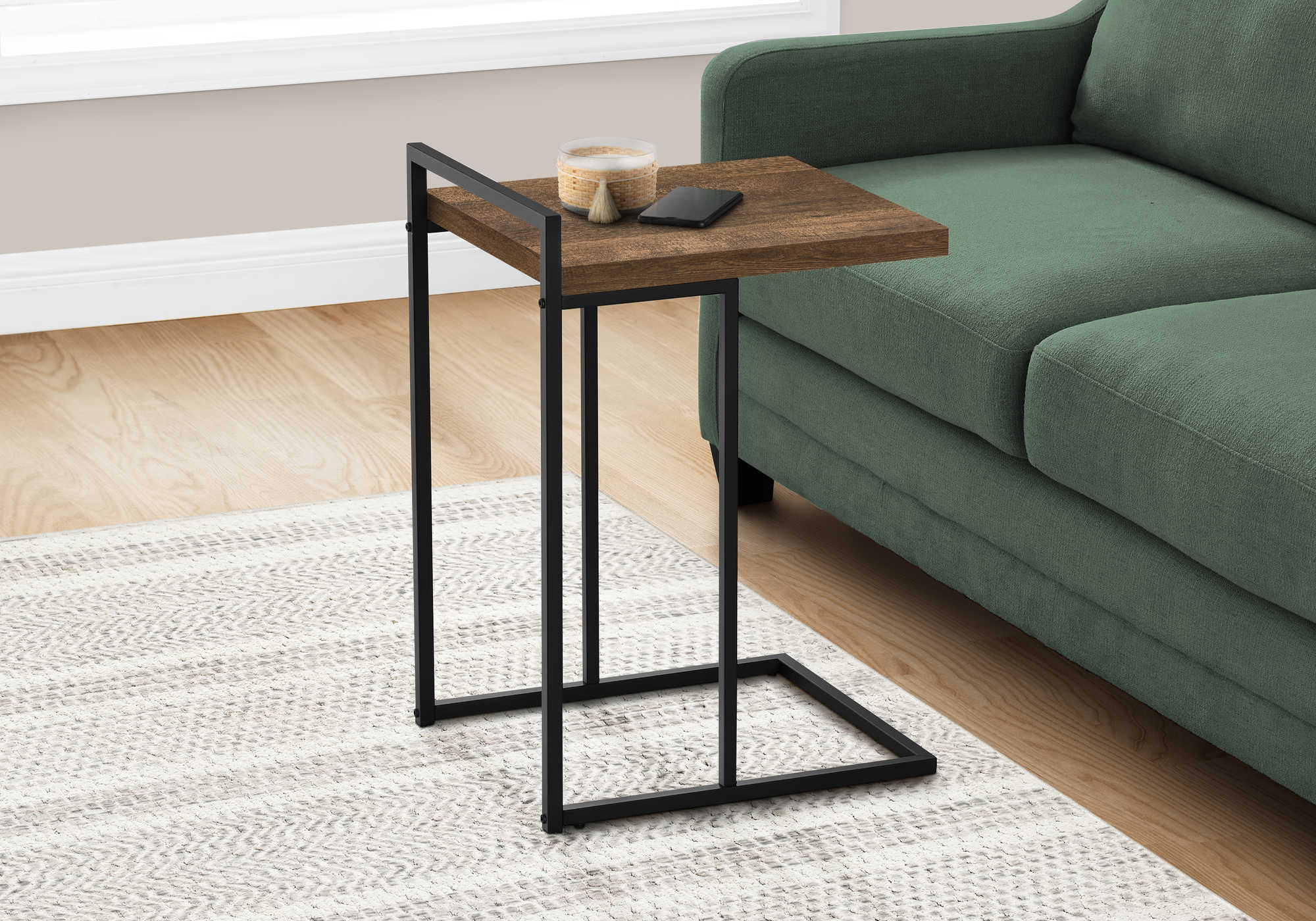 Image of accent table - 25"h / brown reclaimed wood / black metal  i 3630.