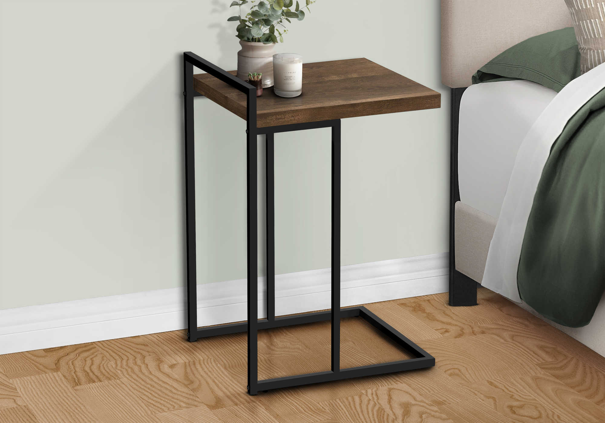 Image of nightstand - 25"h / brown reclaimed wood / black metal i 3630.