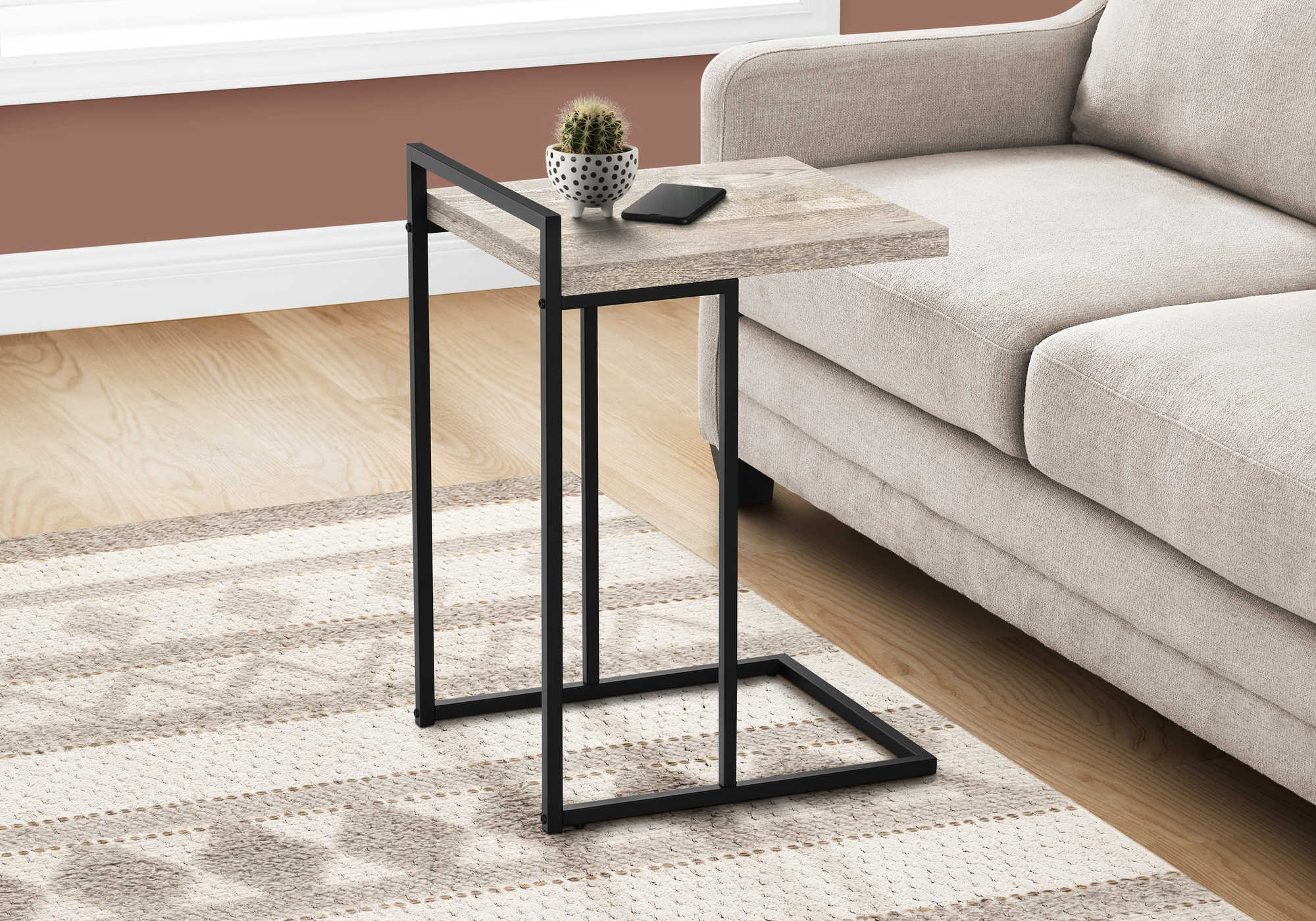 Image of accent table - 25"h / taupe reclaimed wood / black metal  i 3632.