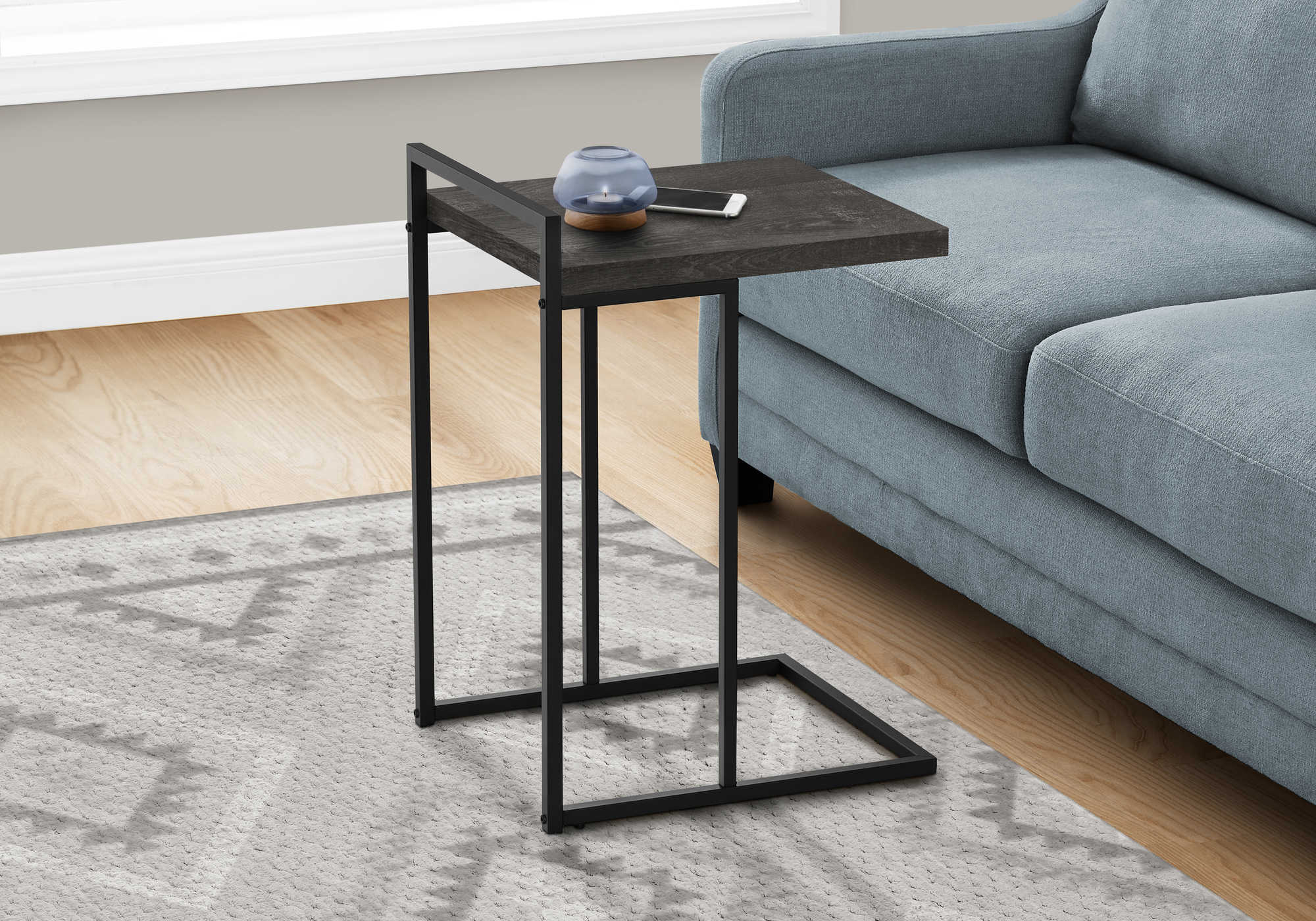 Image of accent table - 25"h / black reclaimed wood / black metal  i 3633.