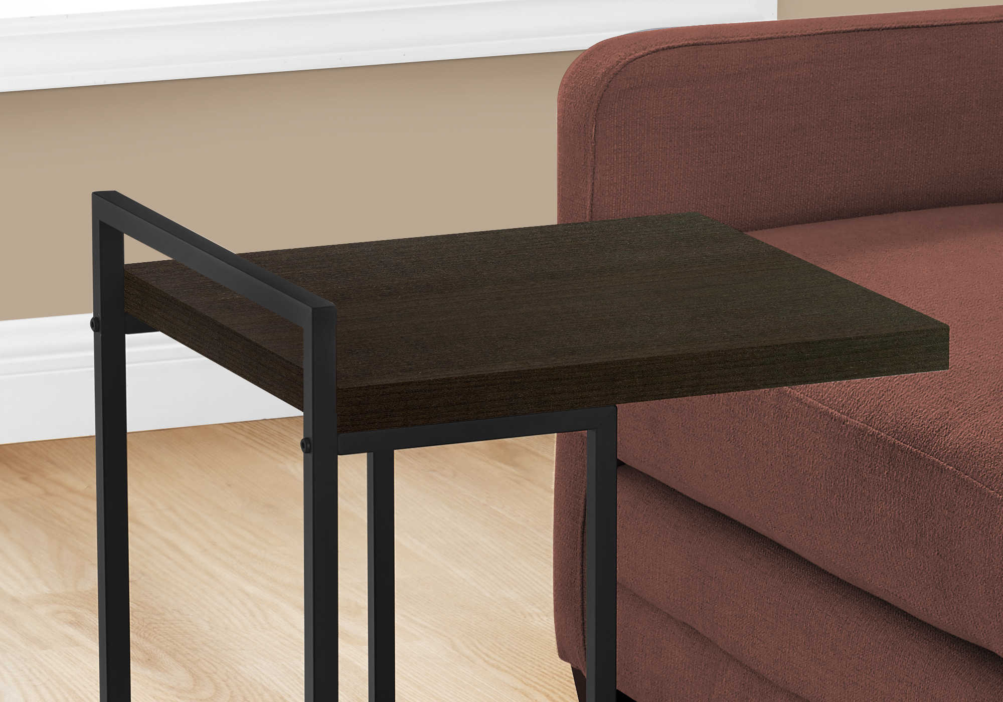 TABLE DE CHEVET - 25"H / ESPRESSO / METAL NOIR – I 3635.