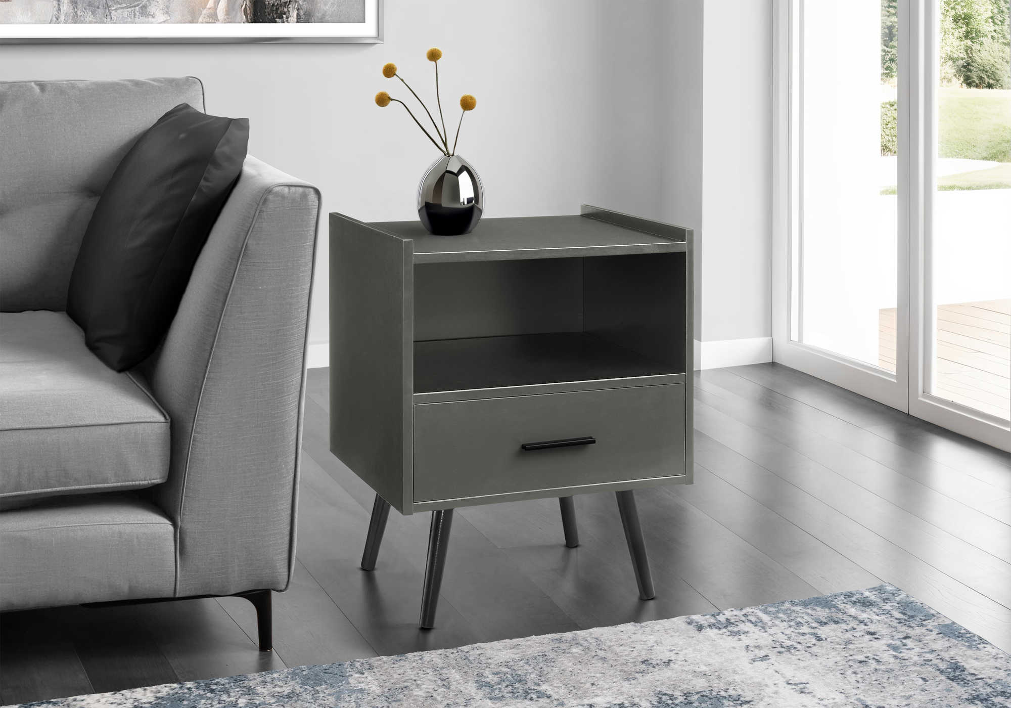 TABLE D'APPOINT - 24"H / GRIS AVEC 1 TIROIR – I 3668