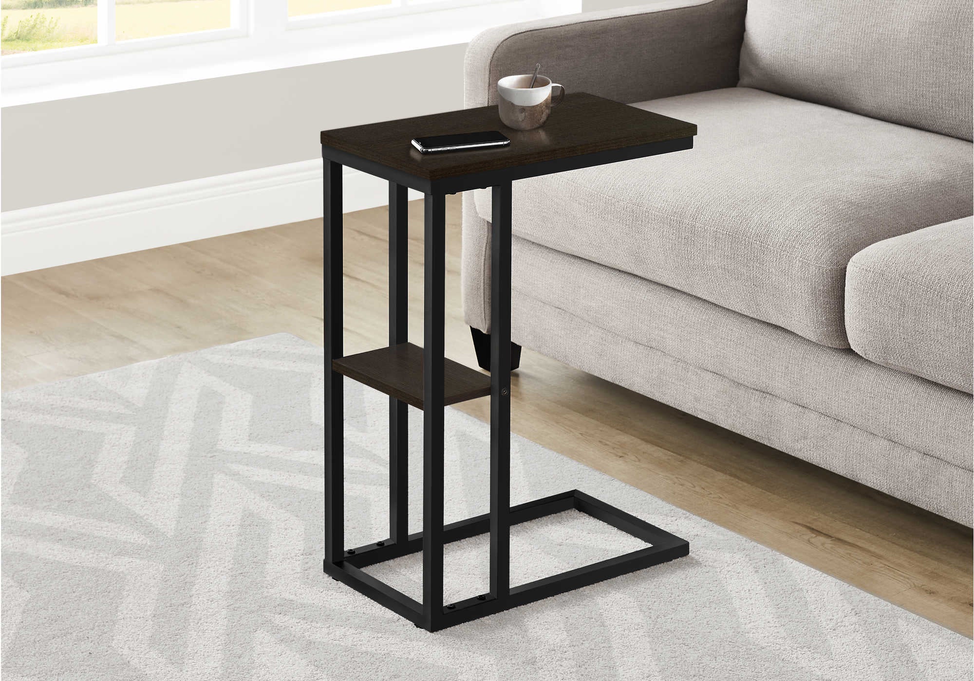 Image of accent table - 25"h / espresso / black metal  i 3670.