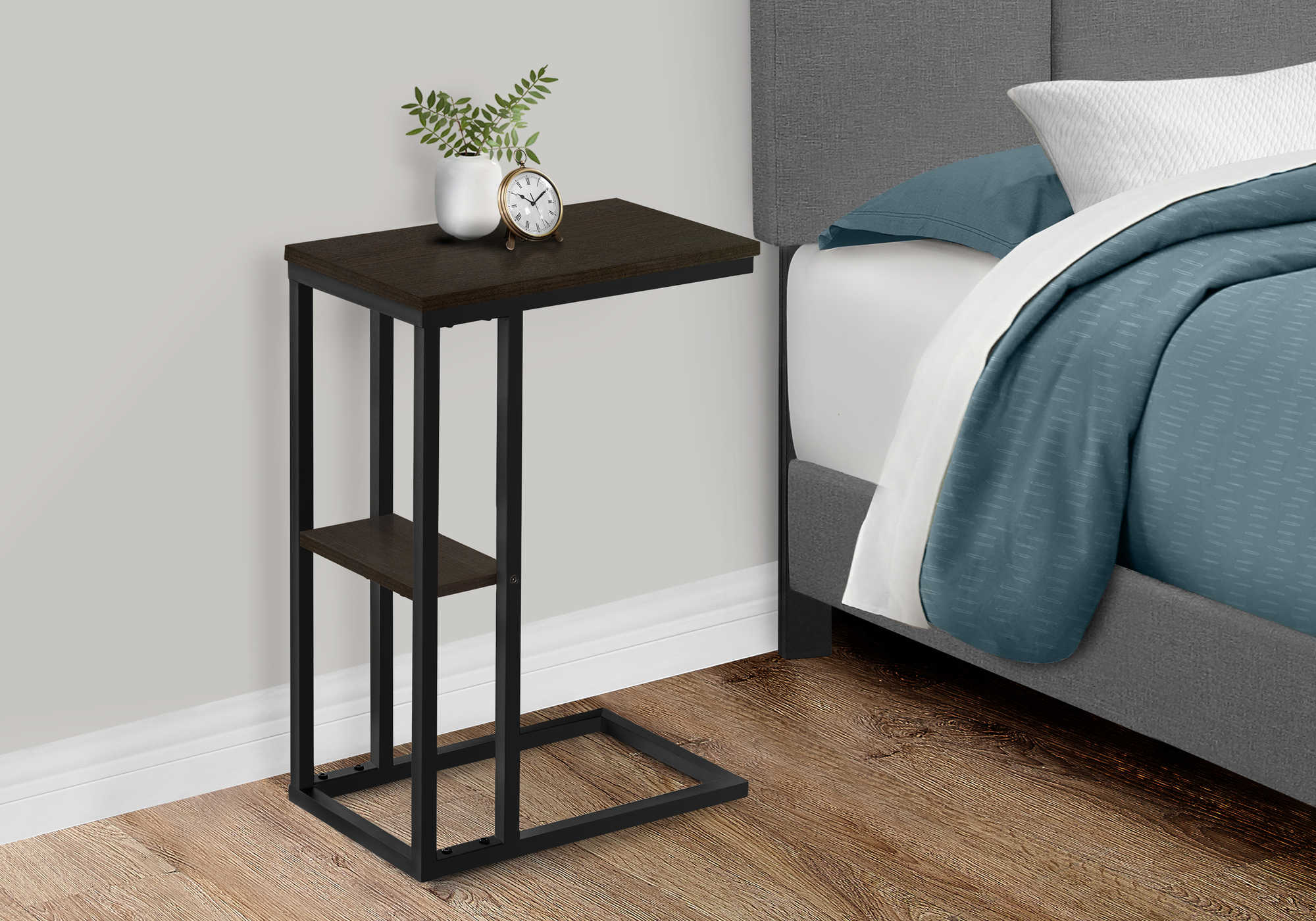 Image of nightstand - 25"h / espresso / black metal i 3670.
