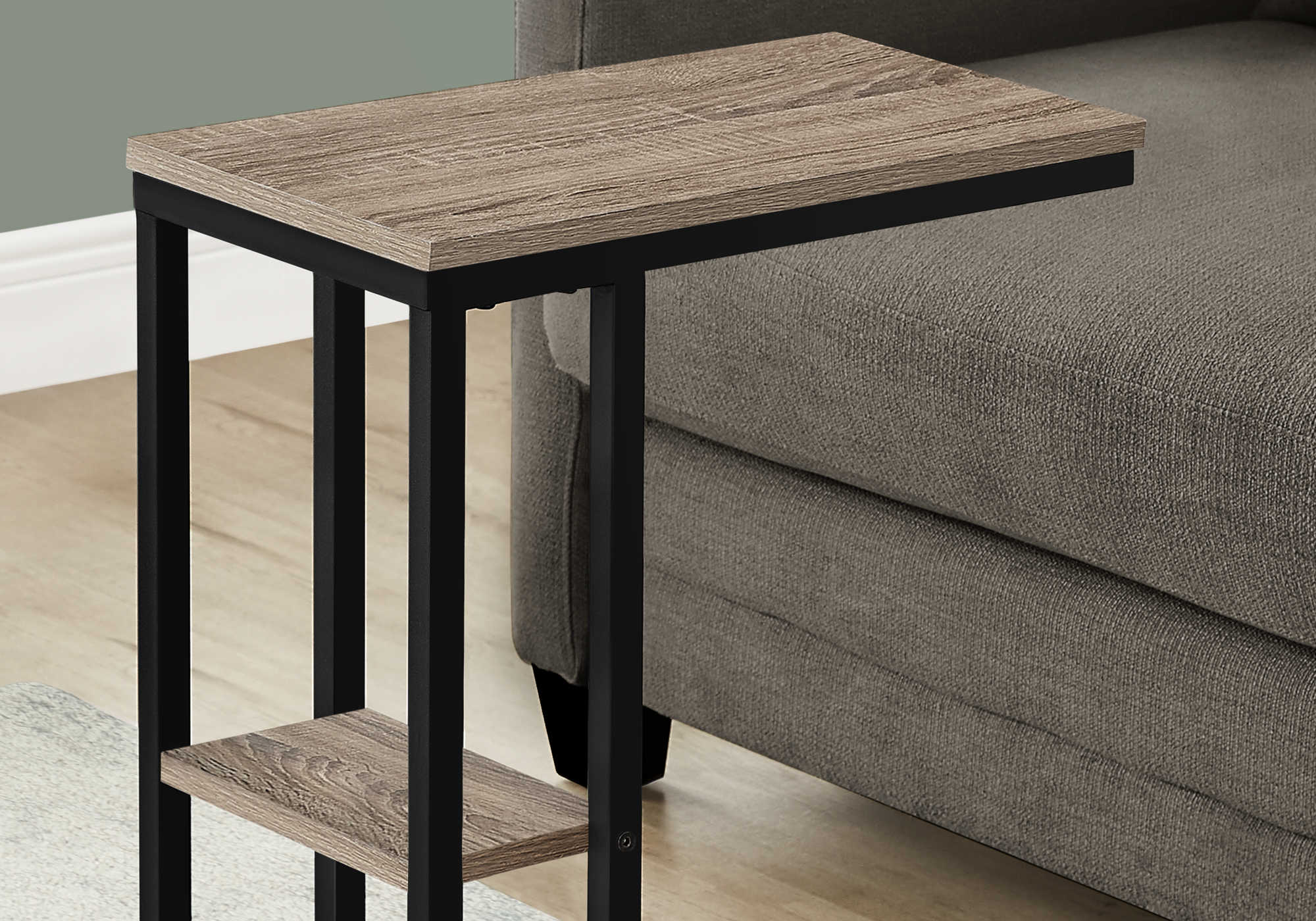 TABLE DE CHEVET - 25"H / TAUPE FONCE / METAL NOIR – I 3672.