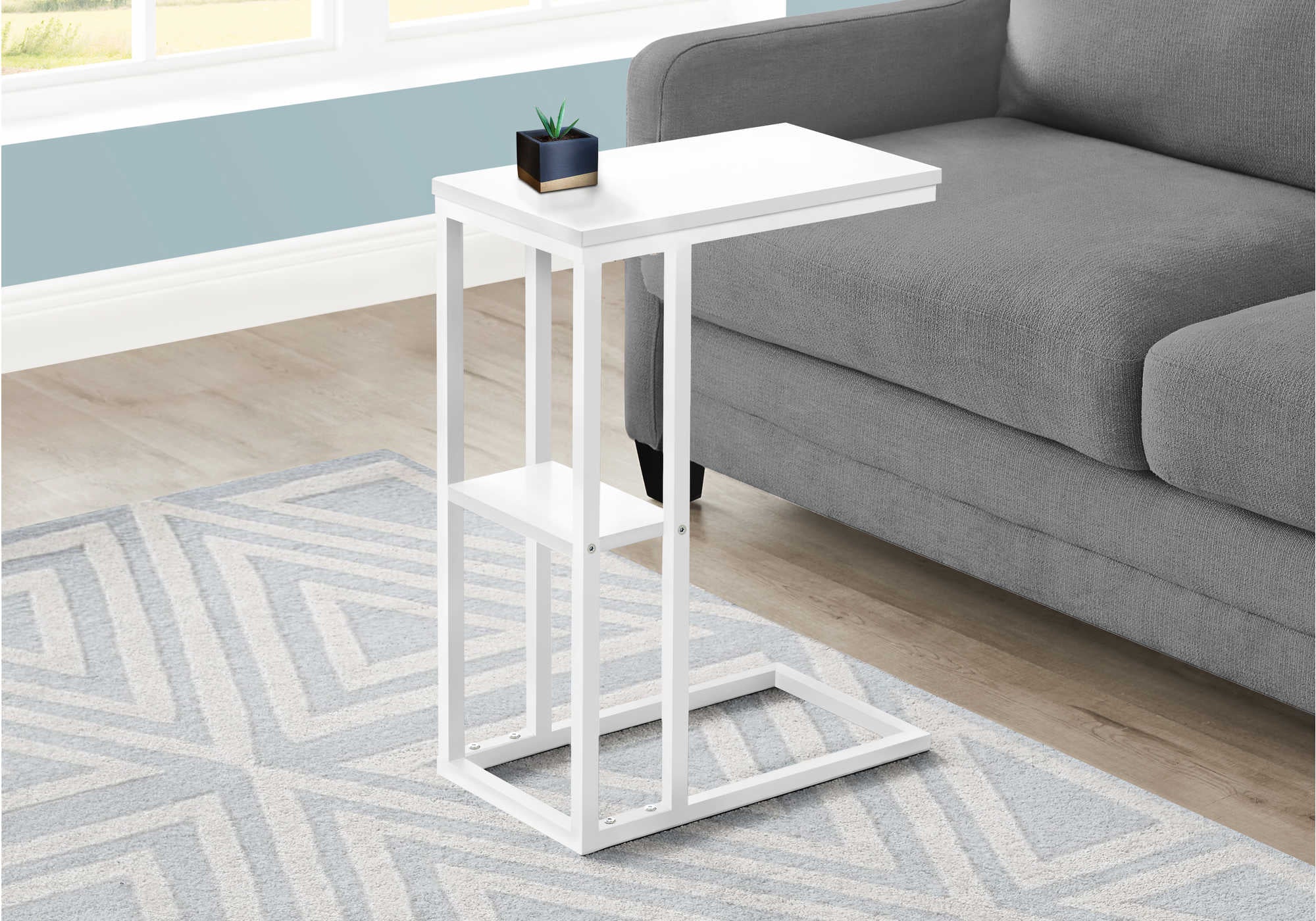 TABLE DE CHEVET - 25"H / BLANC / METAL BLANC – I 3676.