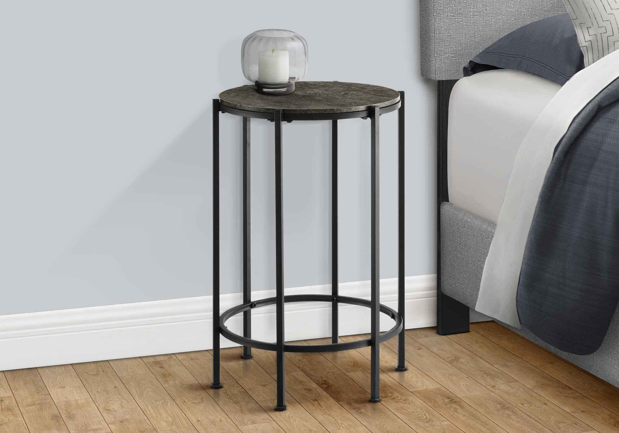 TABLE D'APPOINT - 24"H / BRONZE FONCE / METAL NOIR – I 3755