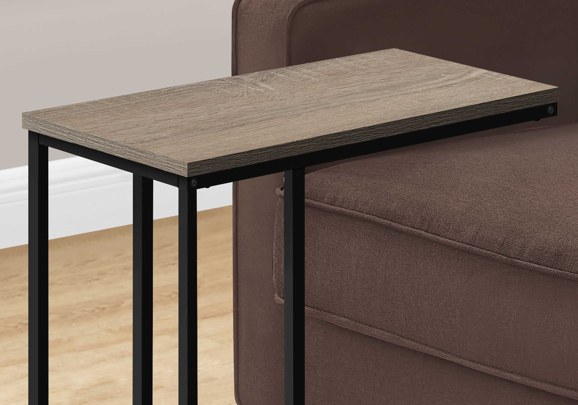 TABLE DE CHEVET - 25"H / TAUPE FONCE / METAL NOIR – I 3766.