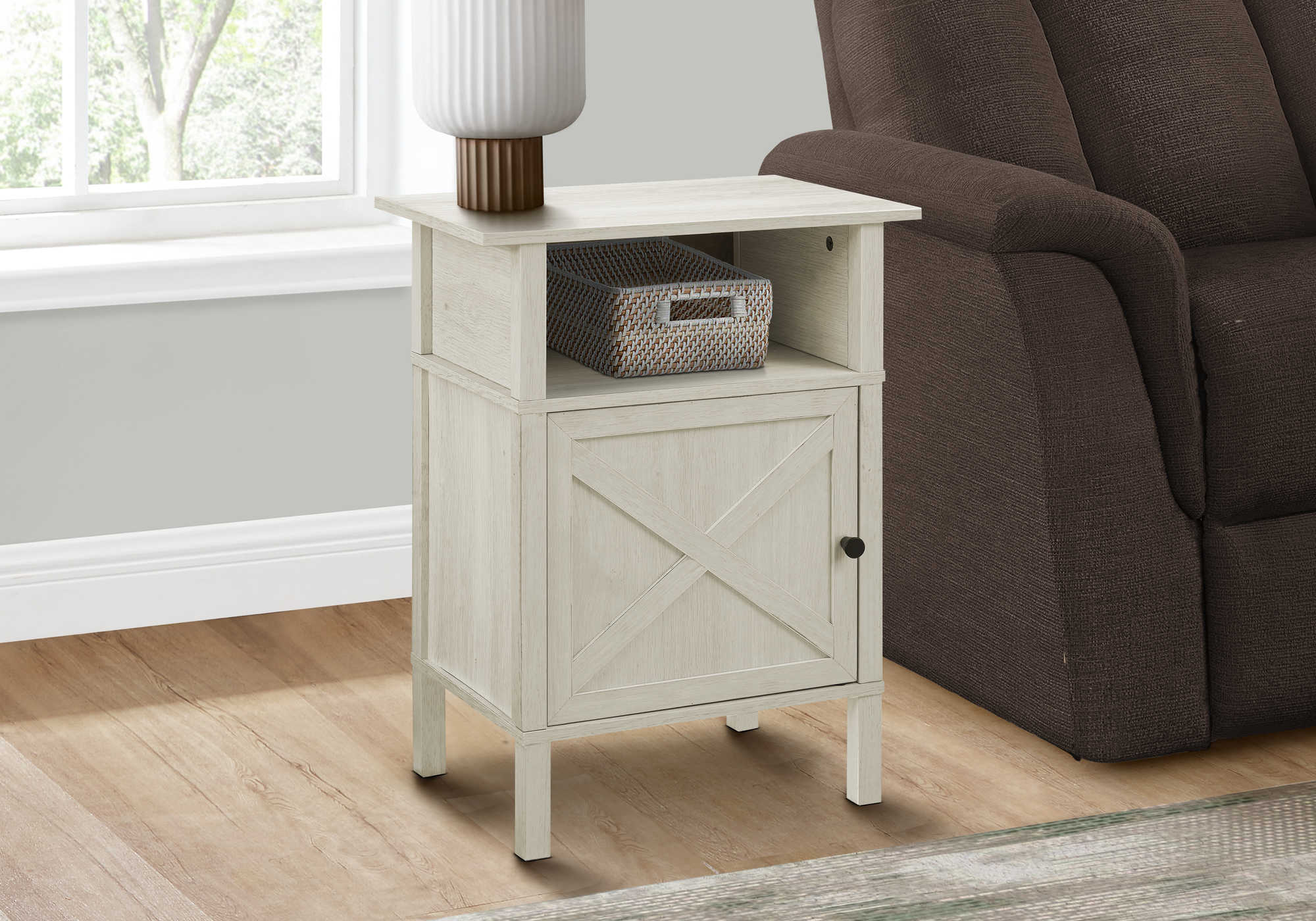 TABLE D'APPOINT - 24"H / CHENE PALE / METAL NOIR – I 3812