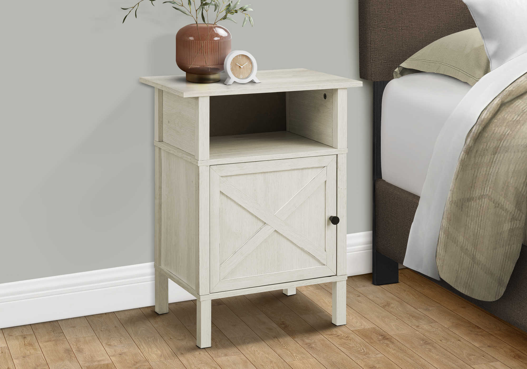 TABLE D'APPOINT - 24"H / CHENE PALE / METAL NOIR – I 3812
