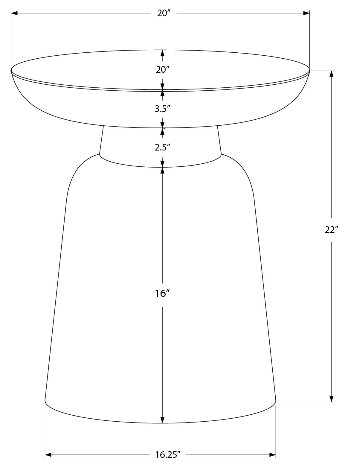 TABLE DE CHEVET - 22"H / TABLE DE BOUT DRUM METAL BLANC – I 3917.