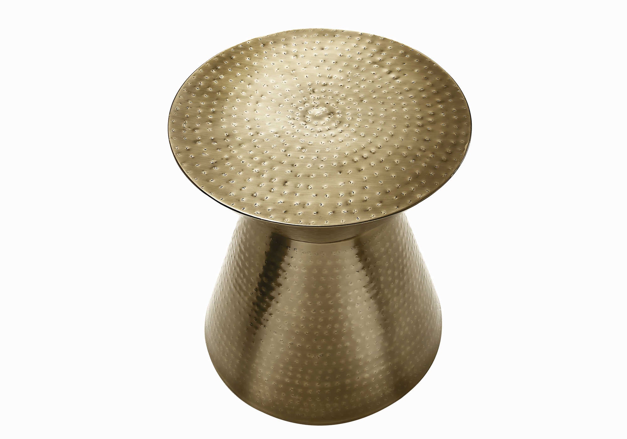 TABLE DE CHEVET - 22"H / TABLE DE BOUT DRUM METAL DORE – I 3927.