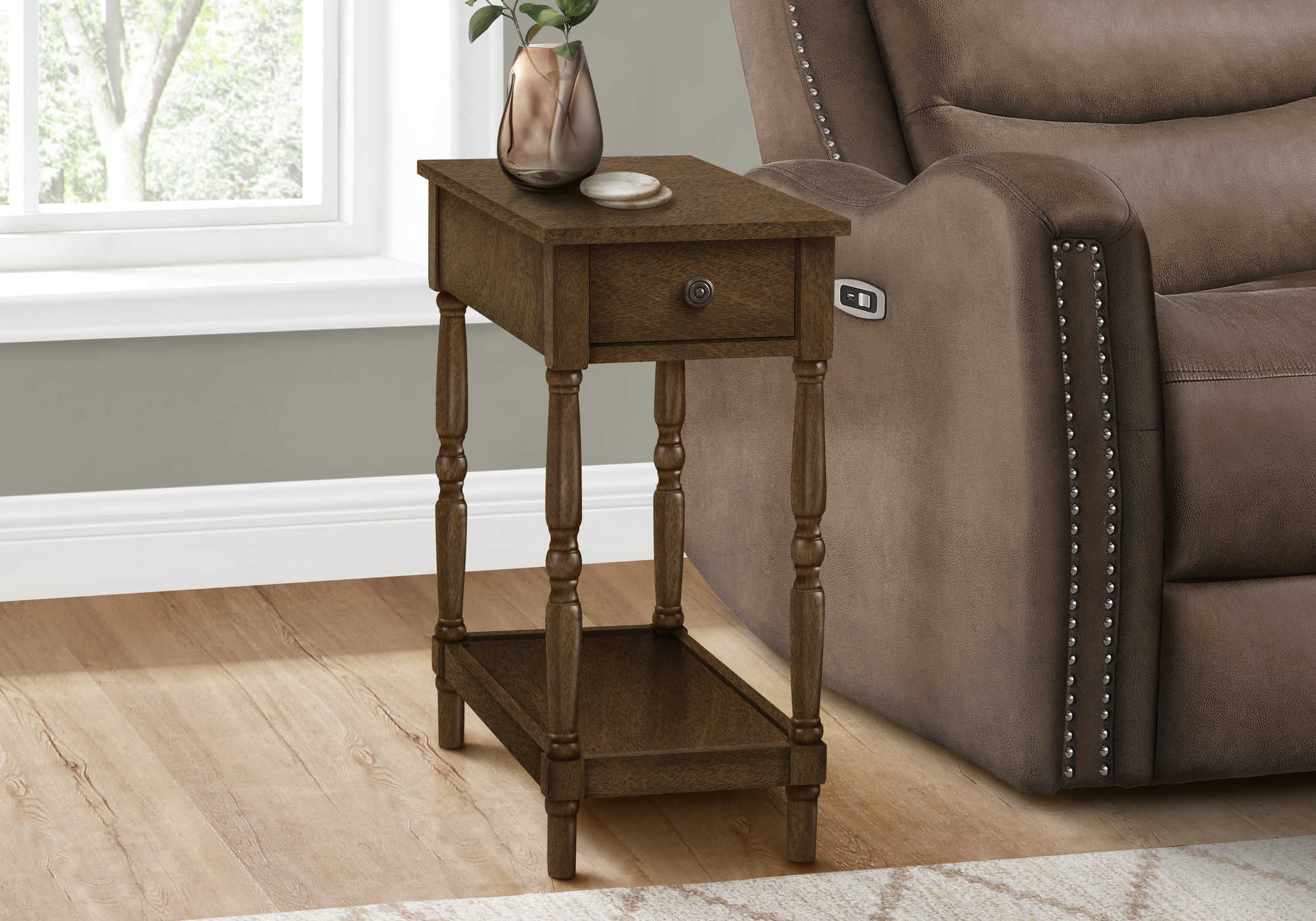 TABLE DE CHEVET - 24"H / BOIS PLAQUE ESPRESSO – I 3957.