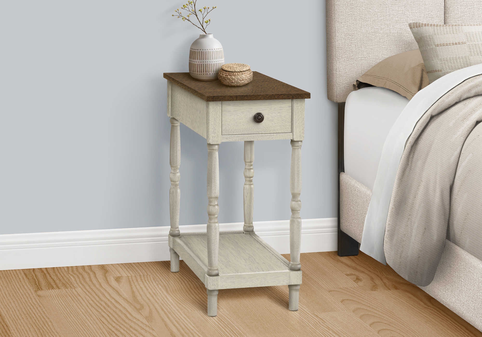 Image of nightstand - 24"h / antique white / espresso veneer i 3958.