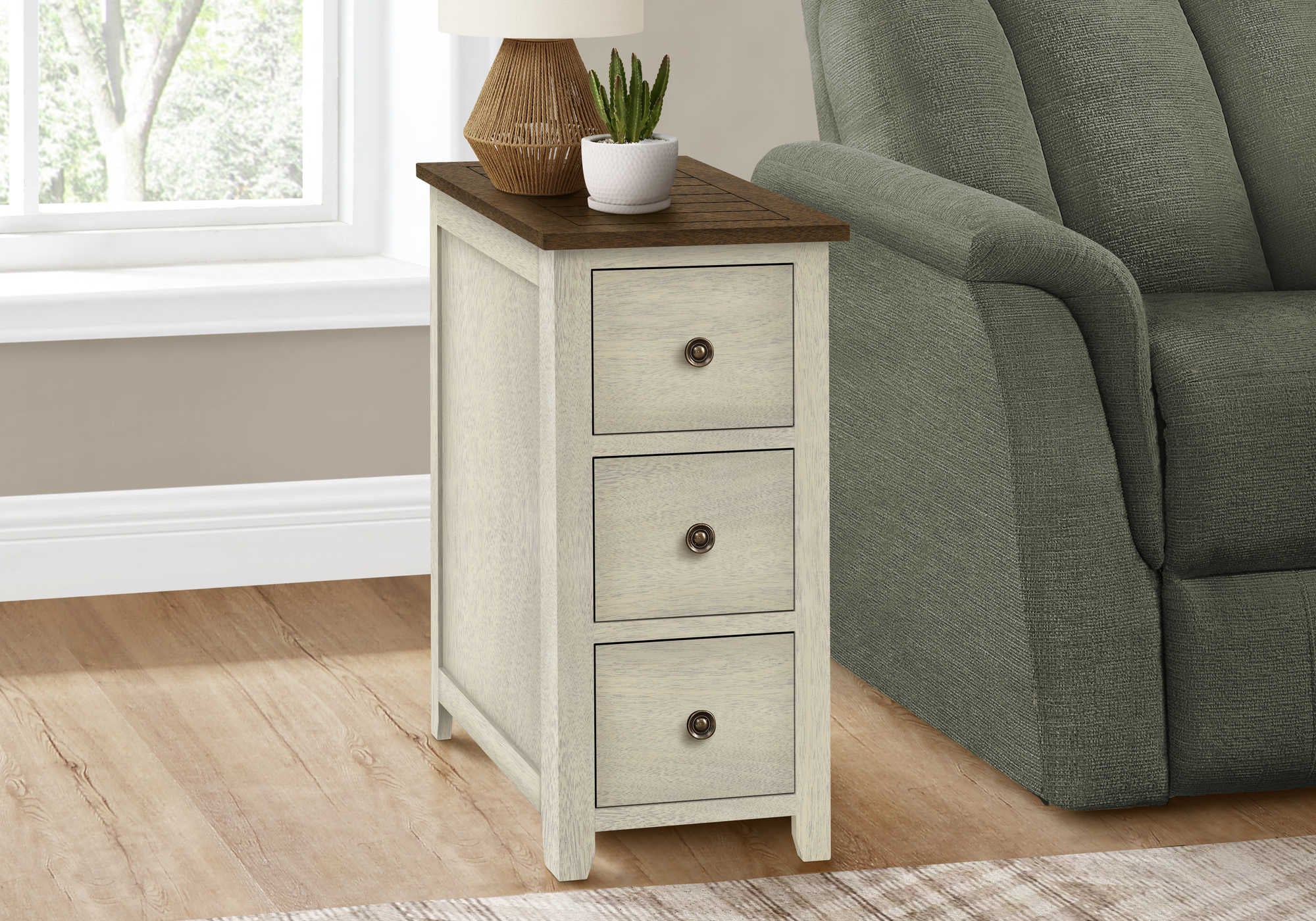 Image of accent table - 24"h / antique white / espresso veneer   i 3960.
