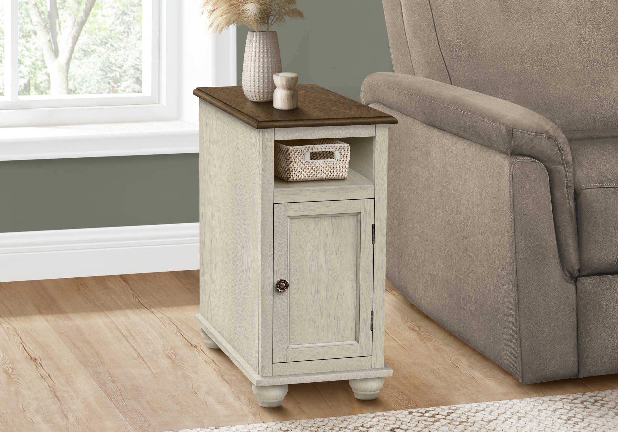 Image of accent table - 24"h / antique white / espresso veneer   i 3965.