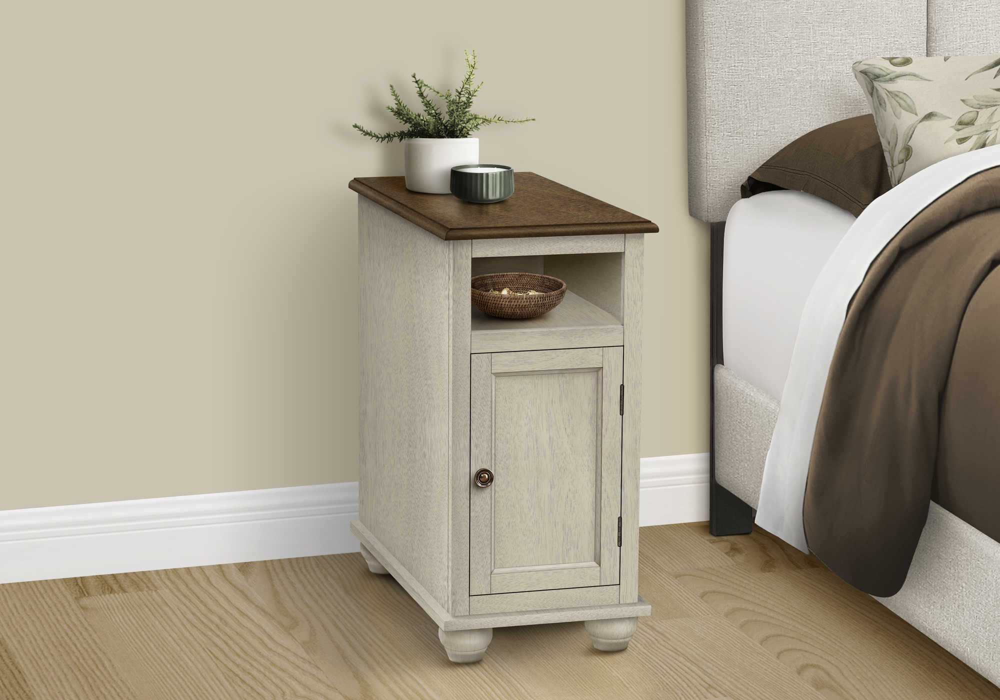 Image of nightstand - 24"h / antique white / espresso veneer i 3965.