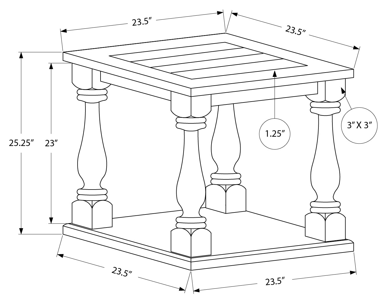 TABLE DE CHEVET - 25"H / BOIS PLAQUE ESPRESSO – I 3970.