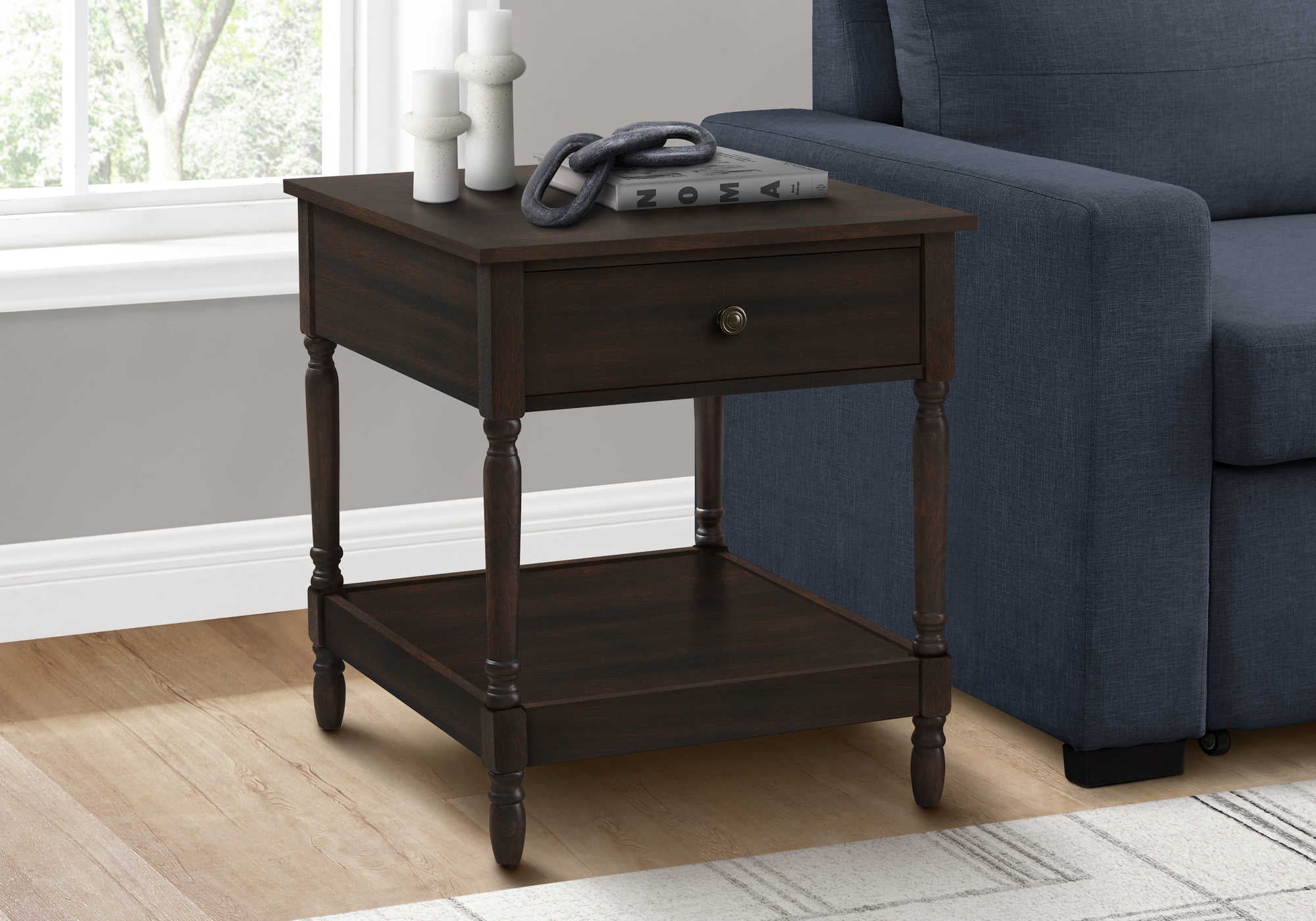 Image of accent table - 25"h / dark walnut veneer end table  i 3976.