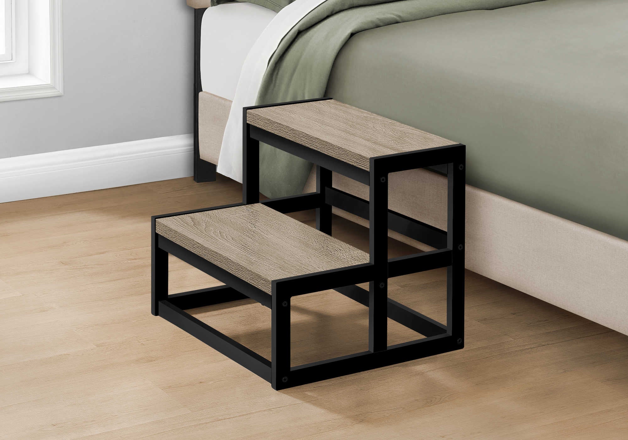 ESCABEAU - 2 MARCHES / TAUPE FONCE / METAL NOIR – I 4000