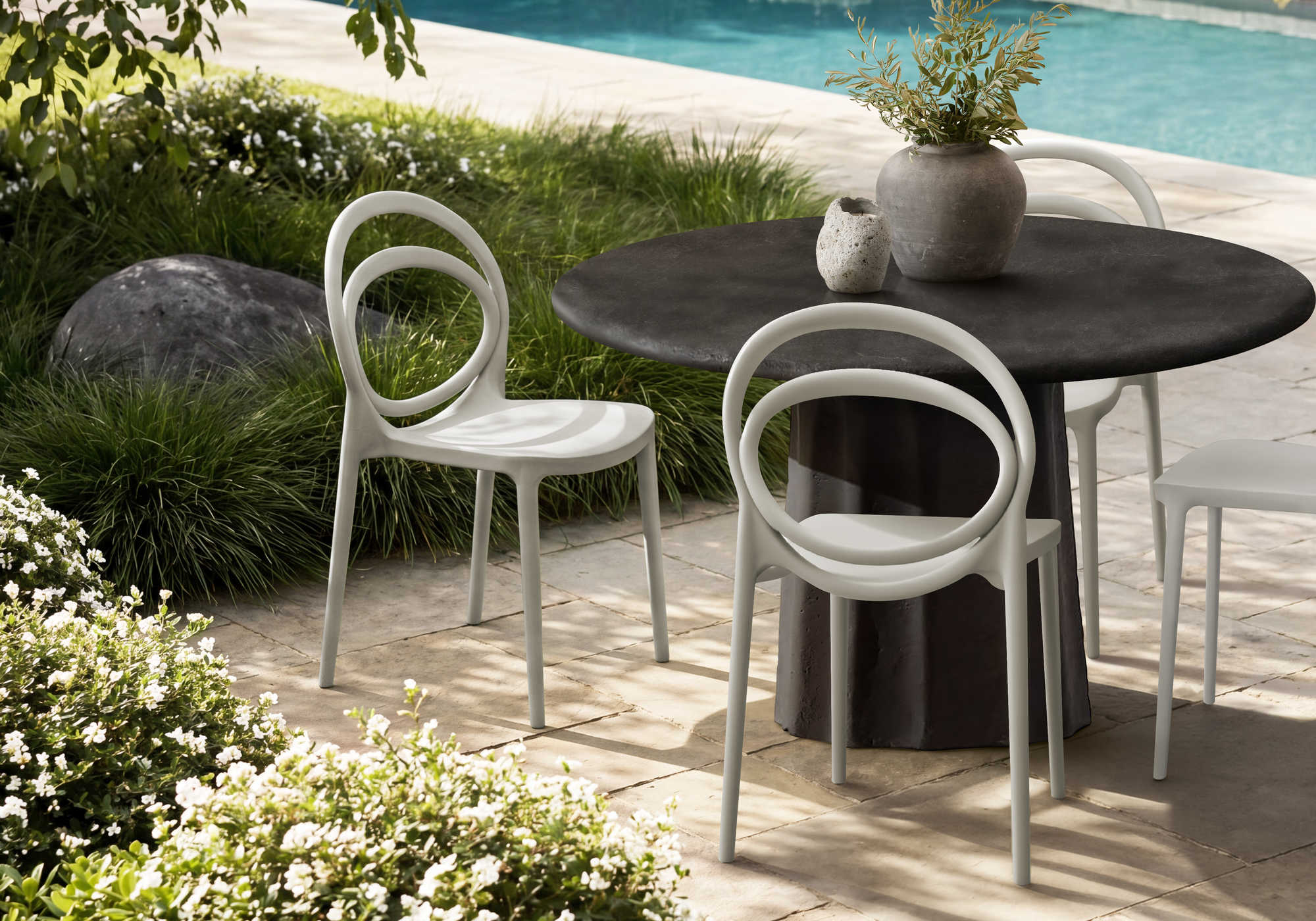 CHAISE D’EXTERIEUR - CHAISE EMPILABLE GRISE / 4PCS – I 4006
