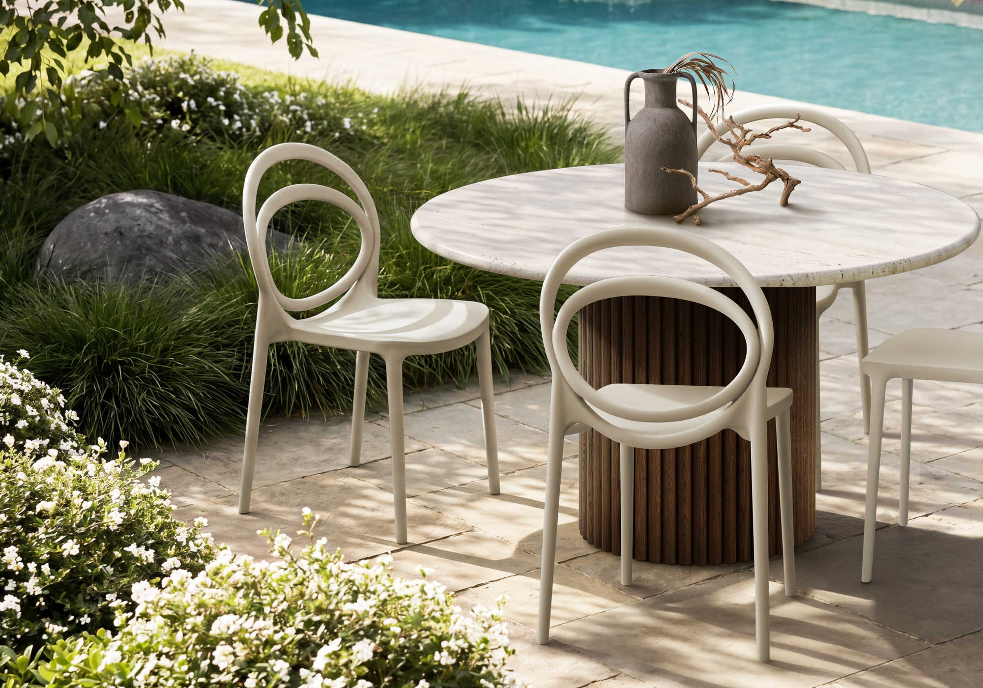 CHAISE D’EXTERIEUR - CHAISE EMPILABLE TAUPE / 4PCS – I 4007