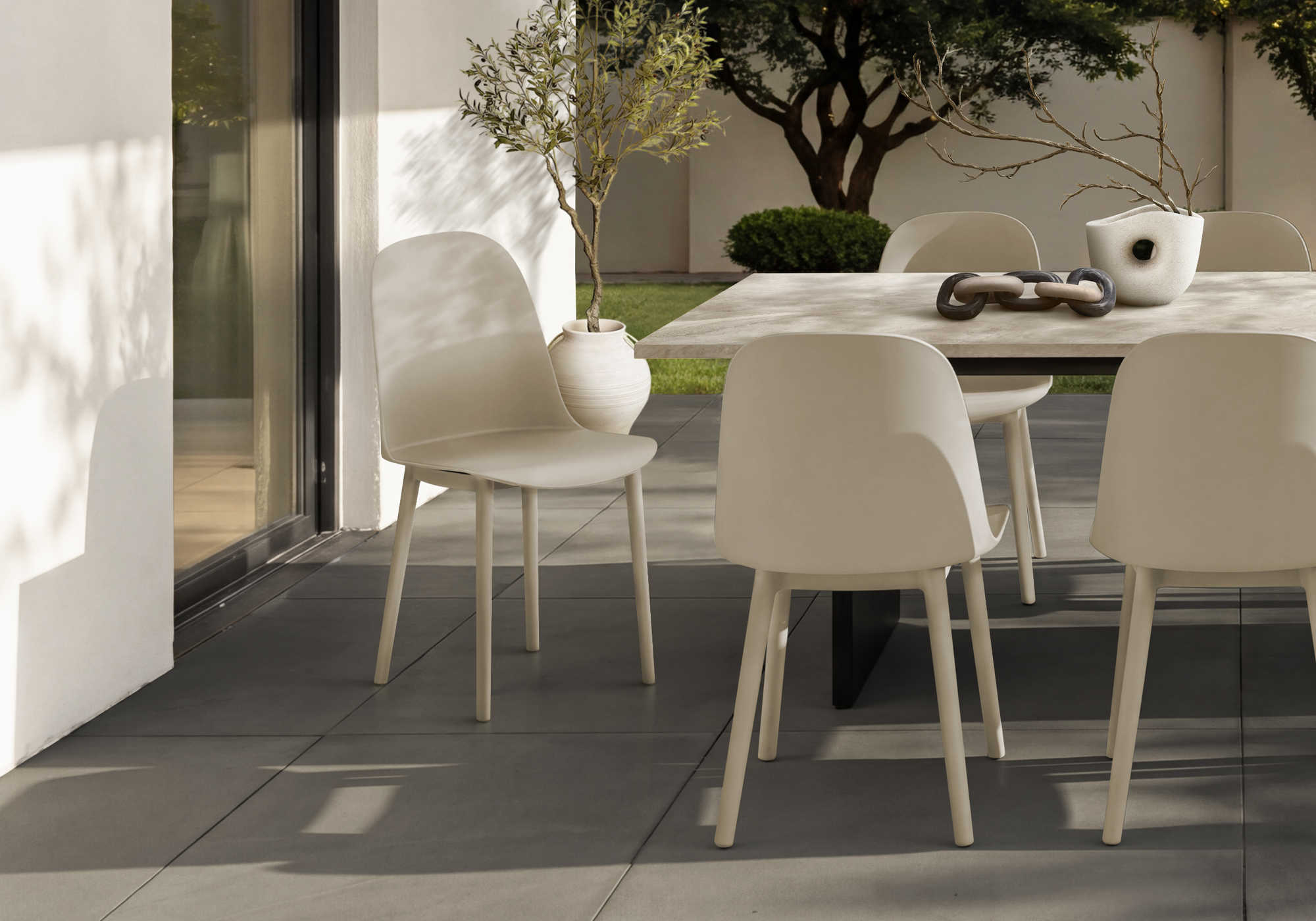 CHAISE D’EXTERIEUR - CHAISE SALLE MANGER TAUPE / 4PCS – I 4012