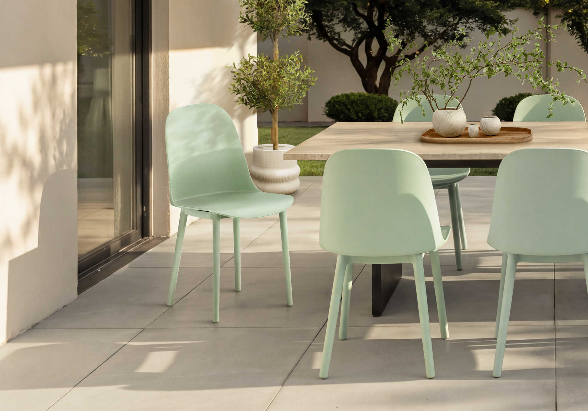 CHAISE D’EXTERIEUR - CHAISE SALLE MANGER VERTE / 4PCS – I 4013