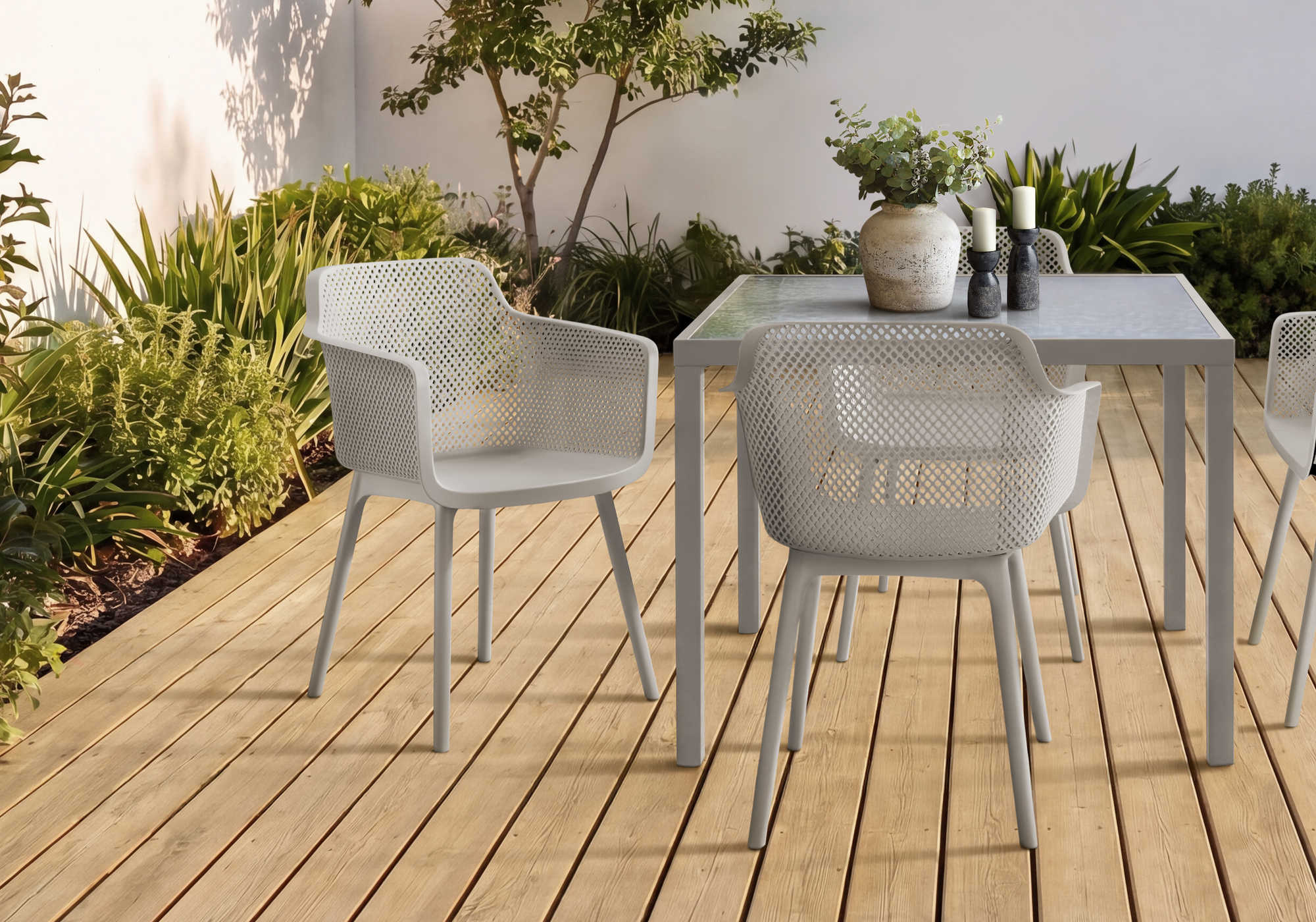 CHAISE D’EXTERIEUR - CHAISE SALLE MANGER GRISE / 4PCS – I 4026