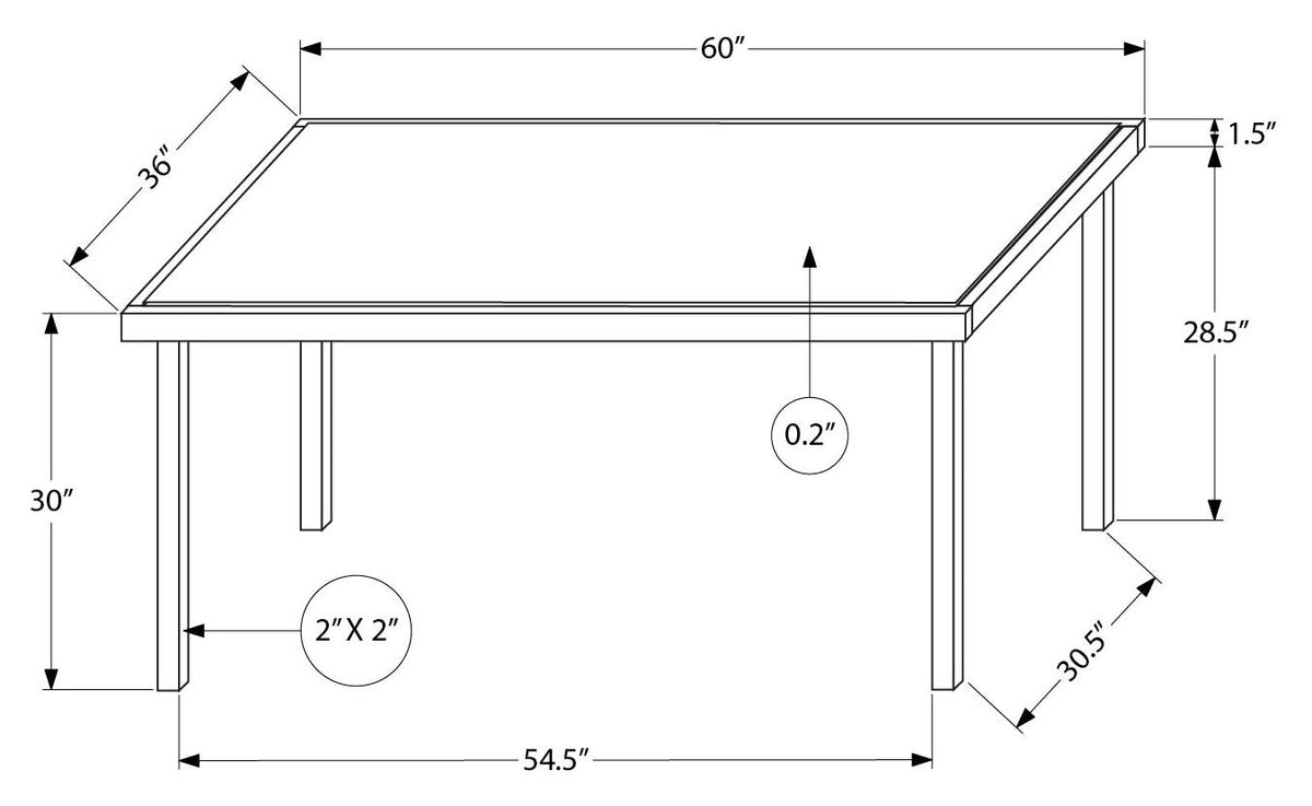 TABLE D’EXTERIEUR - 36" X 60" METAL GRIS AVEC VERRE TREMPE – I 4061