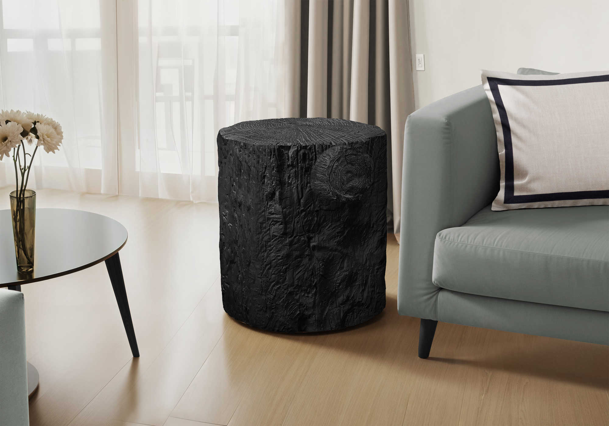 TABLE D'APPOINT - 25"H / INTERIEUR OU EXTERIEUR NOIR – I 4122