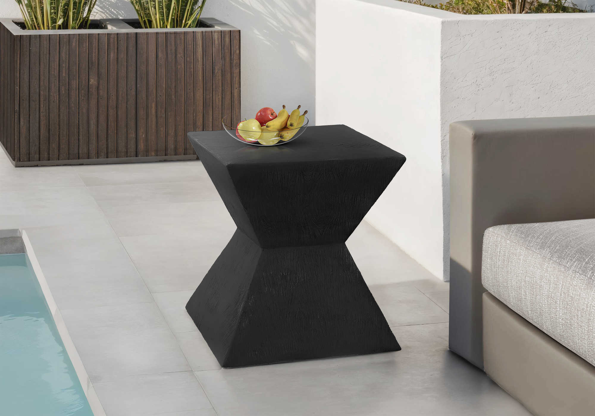 TABLE D'APPOINT - 25"H / INTERIEUR OU EXTERIEUR NOIR – I 4127
