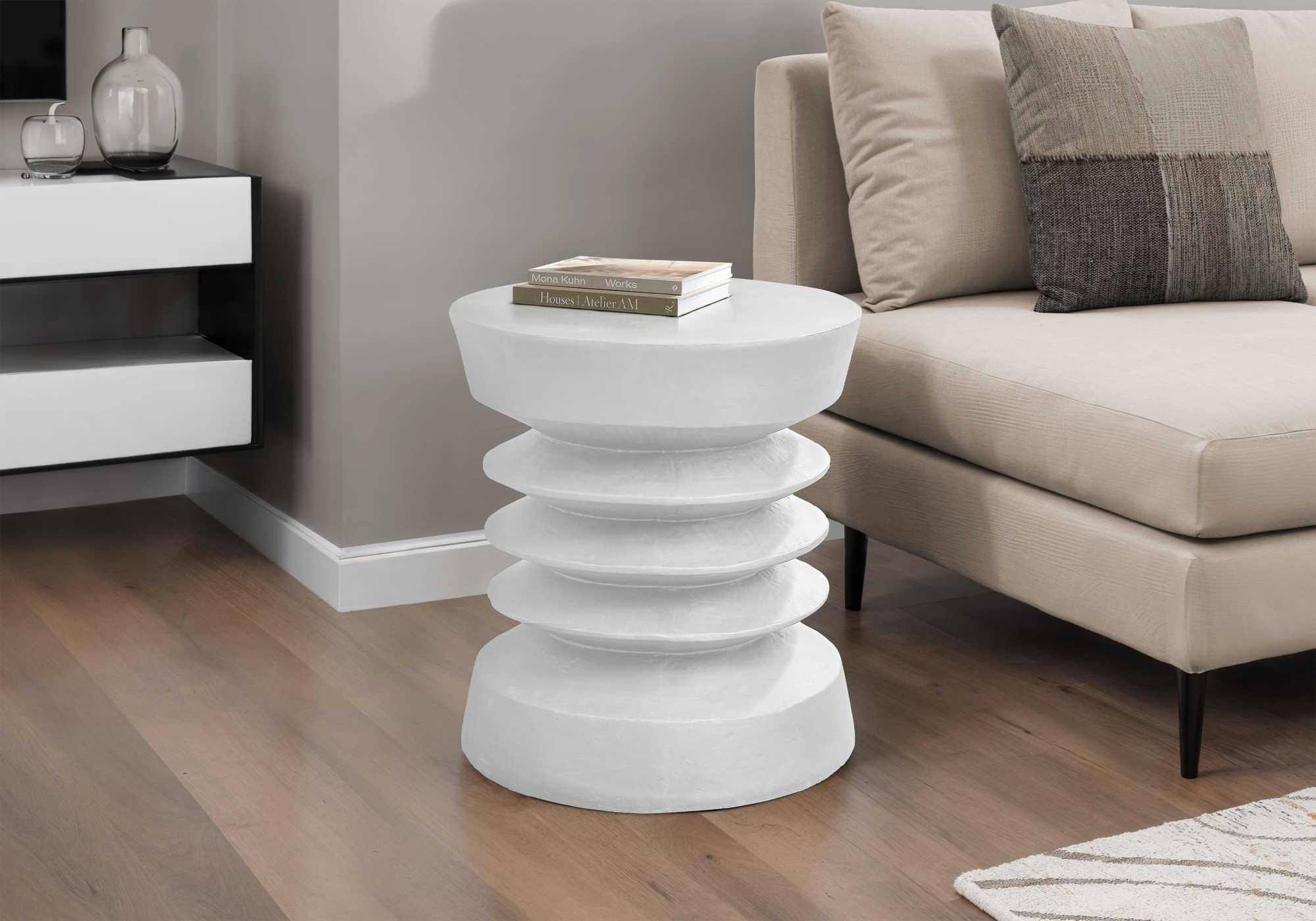 TABLE D'APPOINT - 25"H / INTERIEUR OU EXTERIEUR BLANC – I 4153
