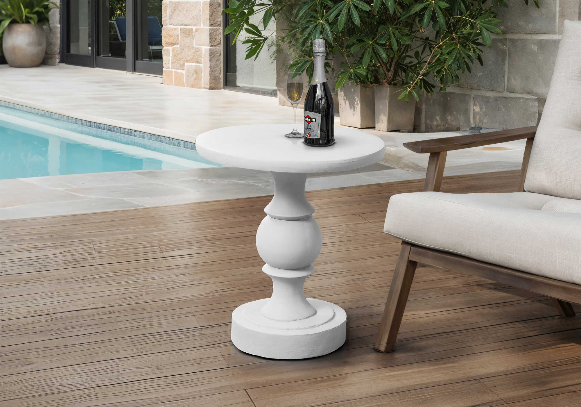 TABLE D'APPOINT - 25"H / INTERIEUR OU EXTERIEUR BLANC – I 4161