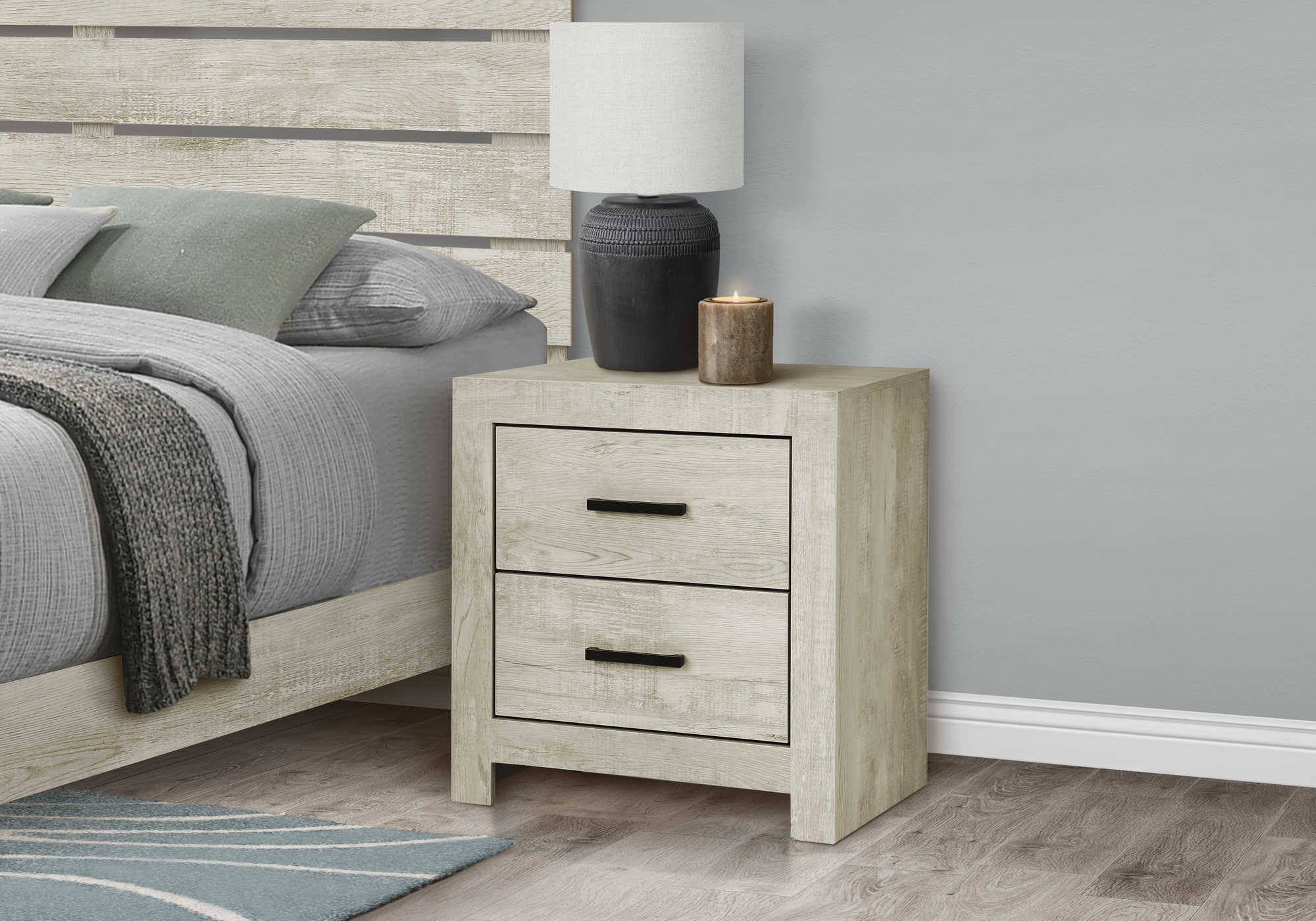 CHAMBRE A COUCHER - TABLE DE CHEVET 2 TIROIRS /CHENE BLANCHI – I 5203