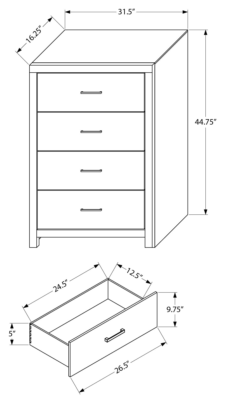 CHAMBRE A COUCHER - COMMODE 4 TIROIRS / CHENE BLANCHI – I 5204