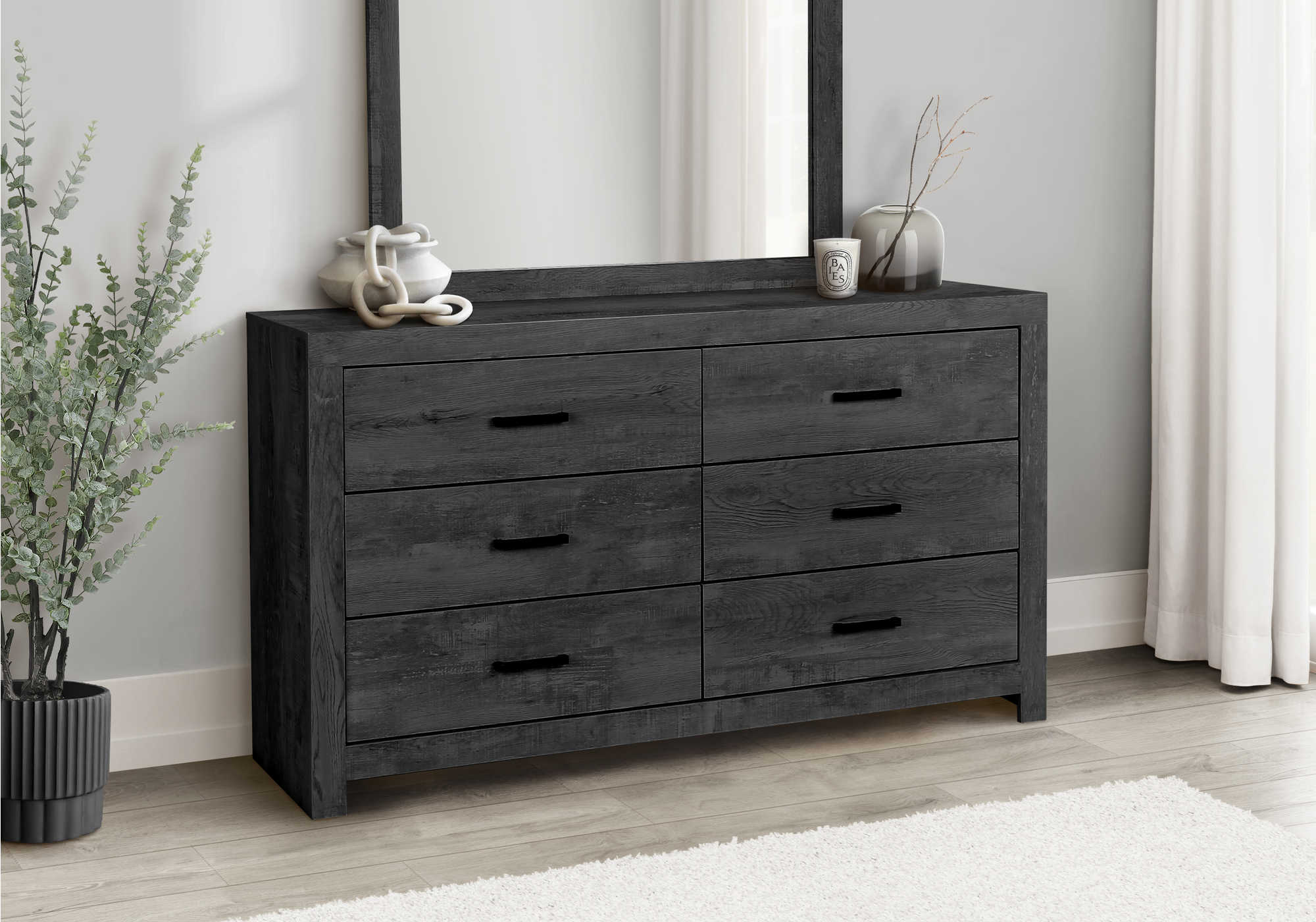 CHAMBRE A COUCHER - COMMODE 6 TIROIRS / GRIS GRAPHITE – I 5206