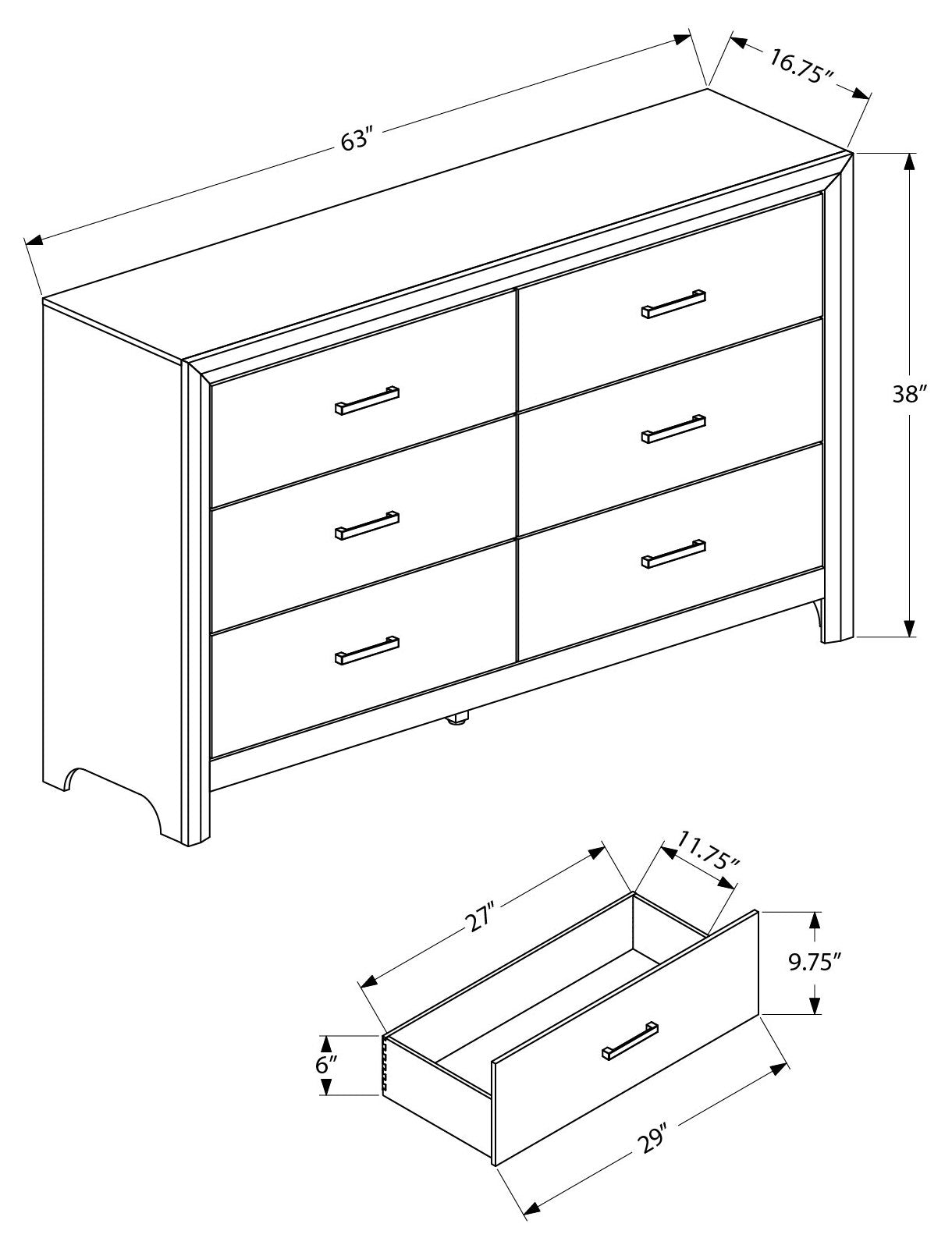CHAMBRE A COUCHER - COMMODE 6 TIROIRS / CHENE BLANCHI – I 5221