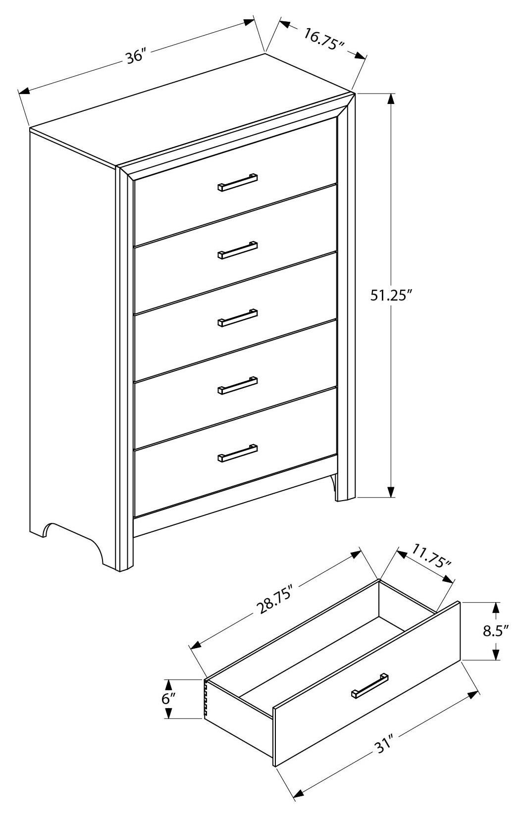 CHAMBRE A COUCHER - COMMODE 5 TIROIRS / CHENE BLANCHI – I 5224