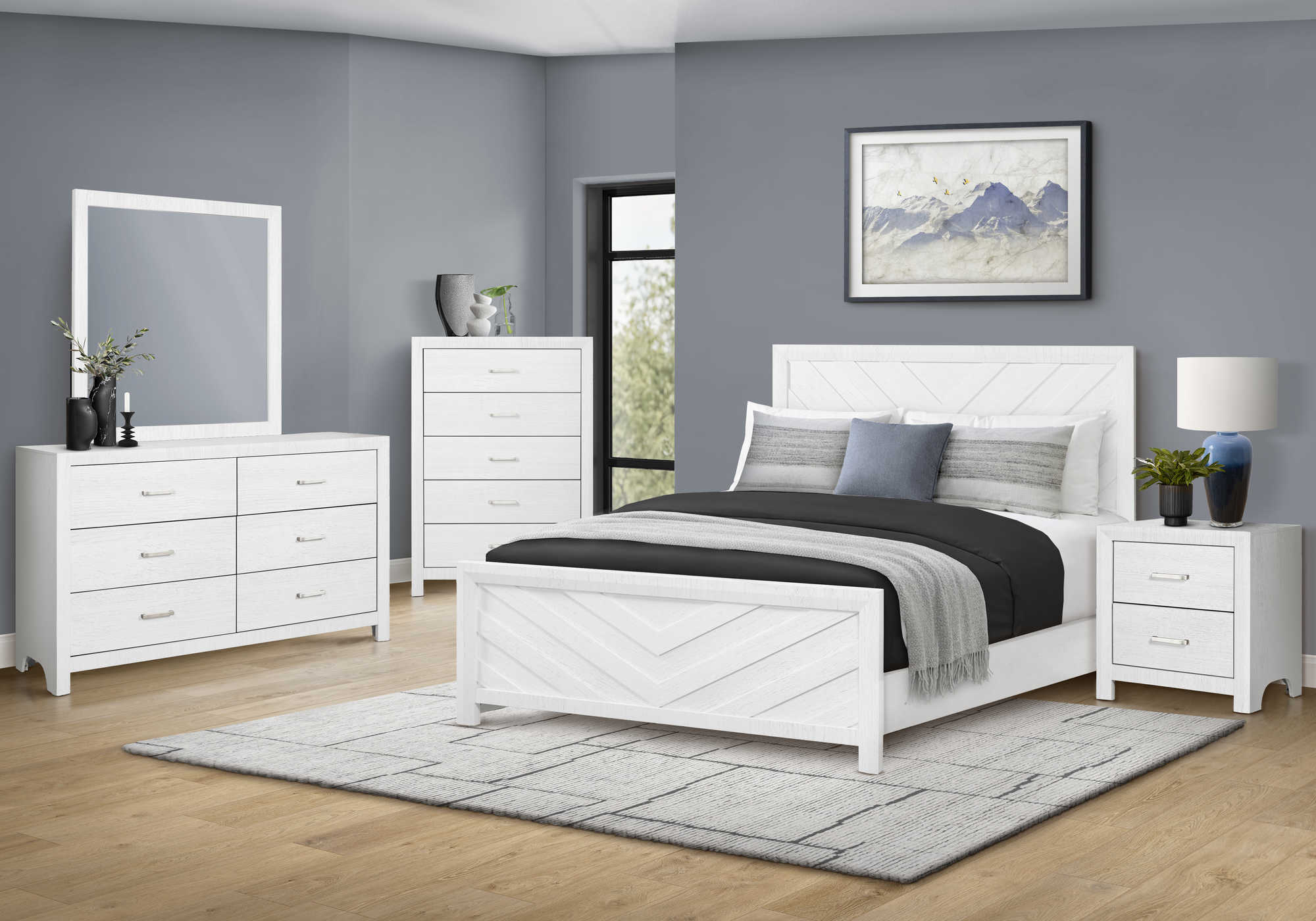 CHAMBRE A COUCHER - LIT QUEEN / FINI CHENE BLANC – I 5225Q