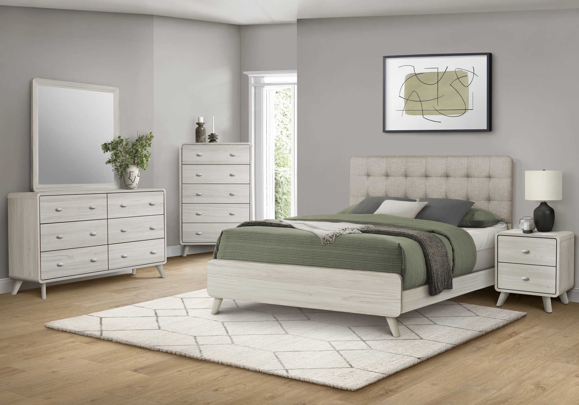 CHAMBRE A COUCHER - LIT QUEEN / BEIGE / CHENE GRIS – I 5235Q