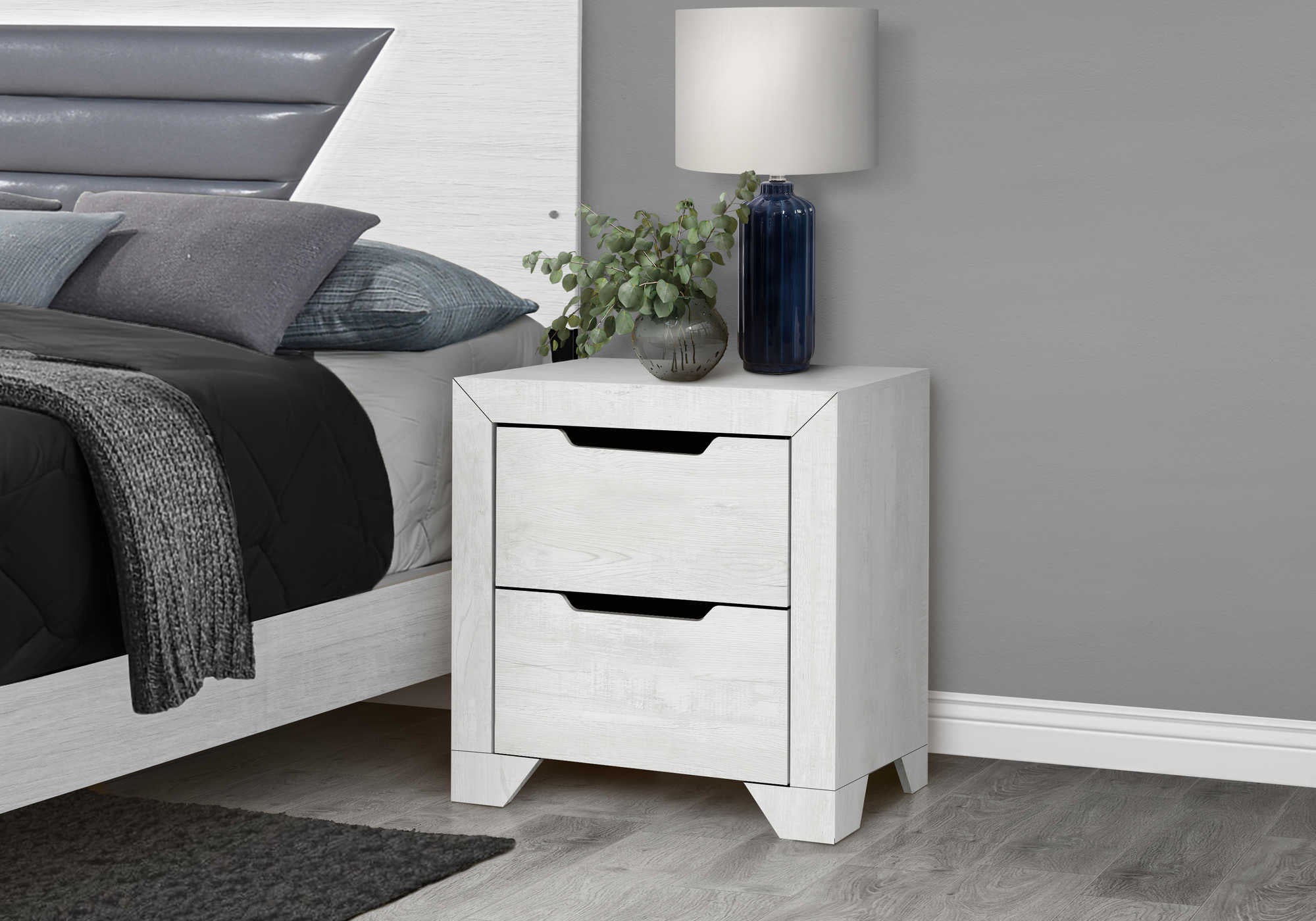 CHAMBRE A COUCHER - TABLE DE CHEVET 2 TIROIRS / BLANCHE – I 5243