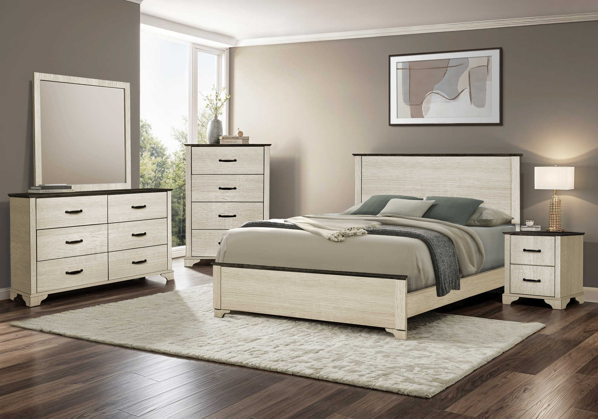CHAMBRE A COUCHER - LIT QUEEN / CHENE BLANCHI RUSTIQUE – I 5260Q