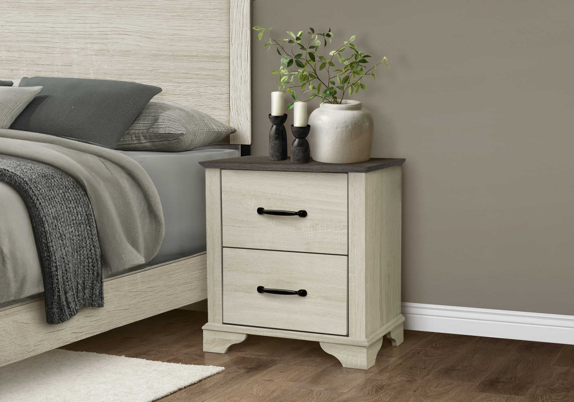 CHAMBRE A COUCHER - TABLE DE CHEVET 2 TIROIRS / CHENE – I 5263