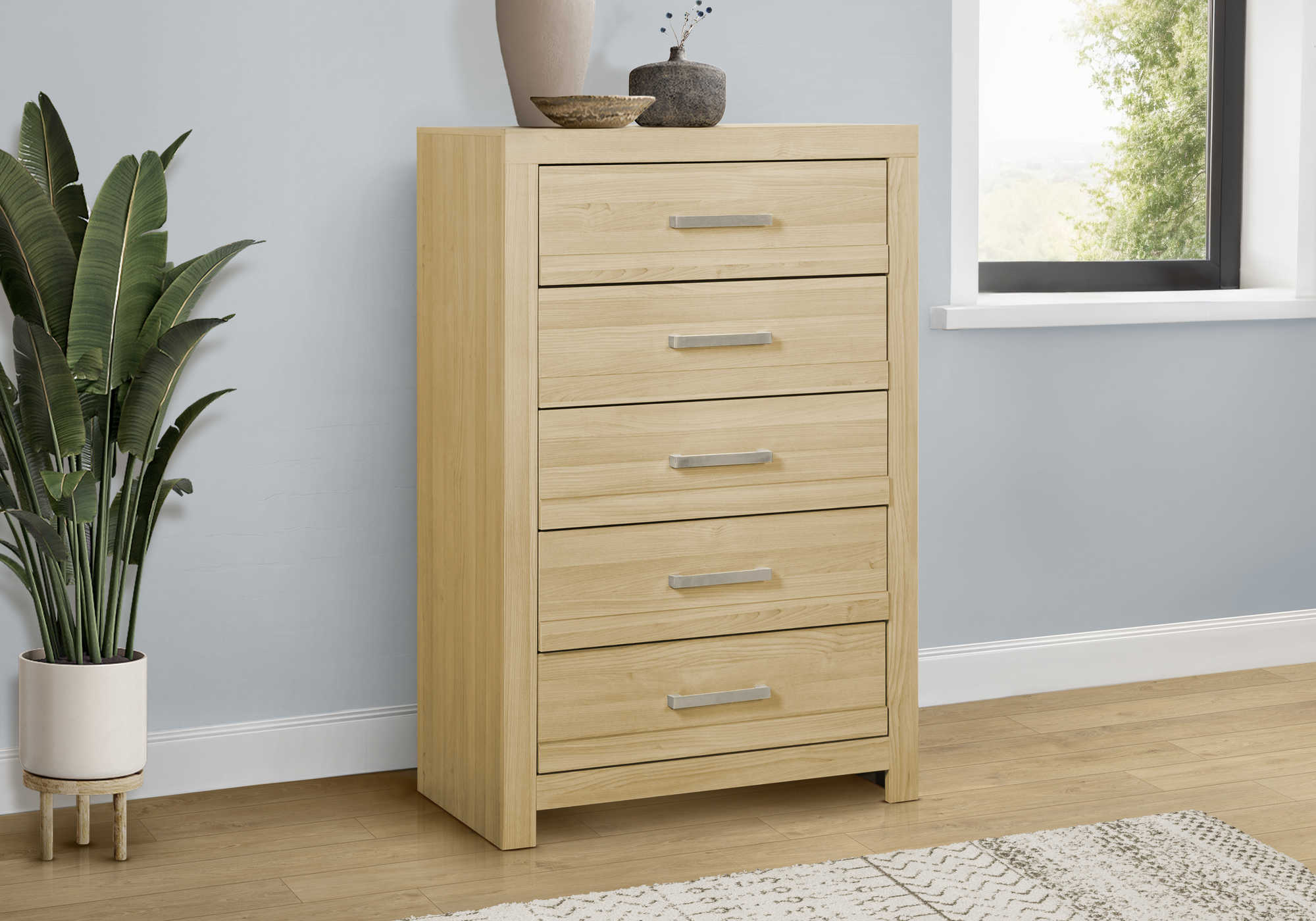 CHAMBRE A COUCHER - COMMODE 5 TIROIRS / FINI NATUREL – I 5289