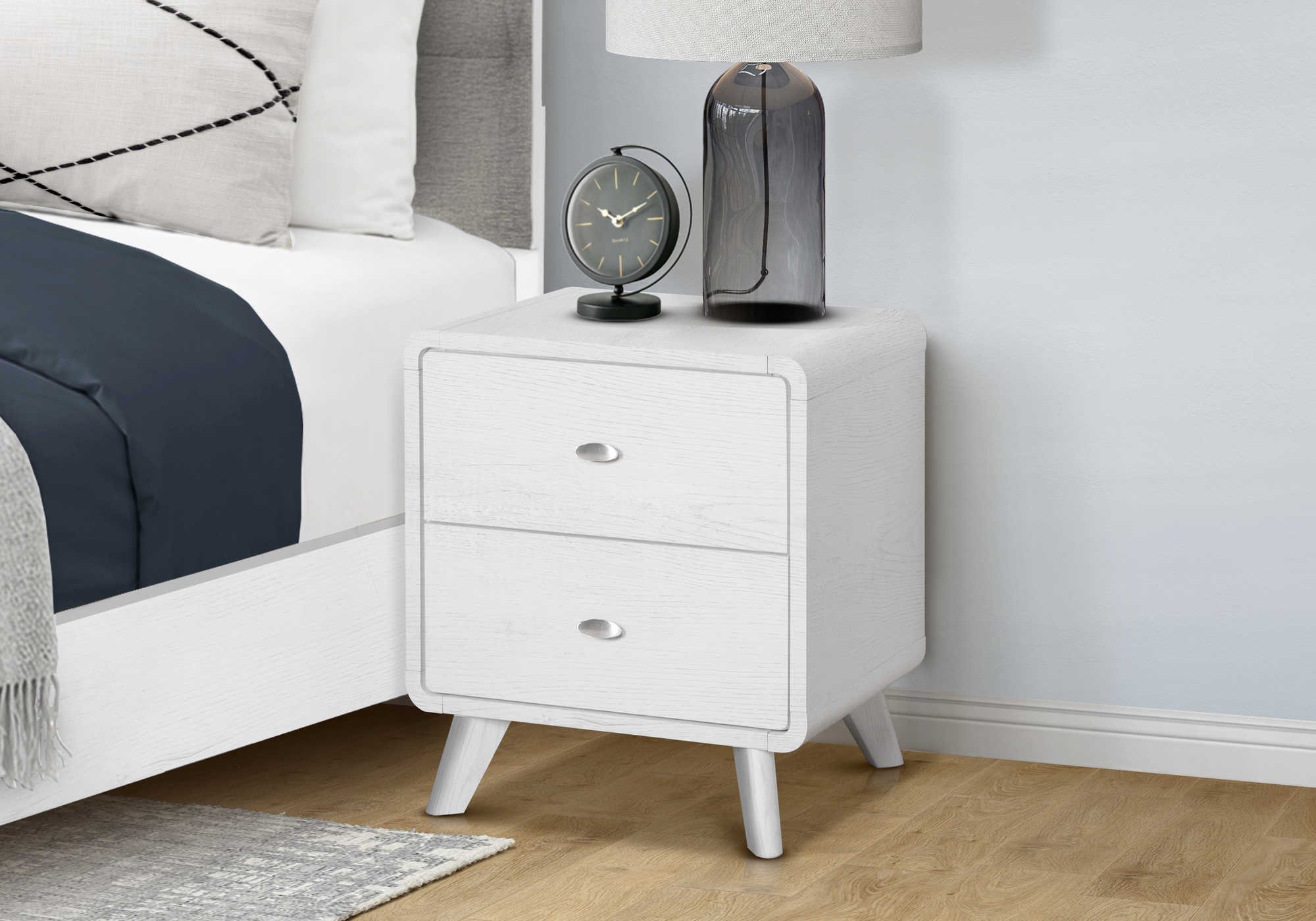 CHAMBRE A COUCHER - TABLE DE CHEVET 2 TIROIRS / CHENE BLANC – I 5293