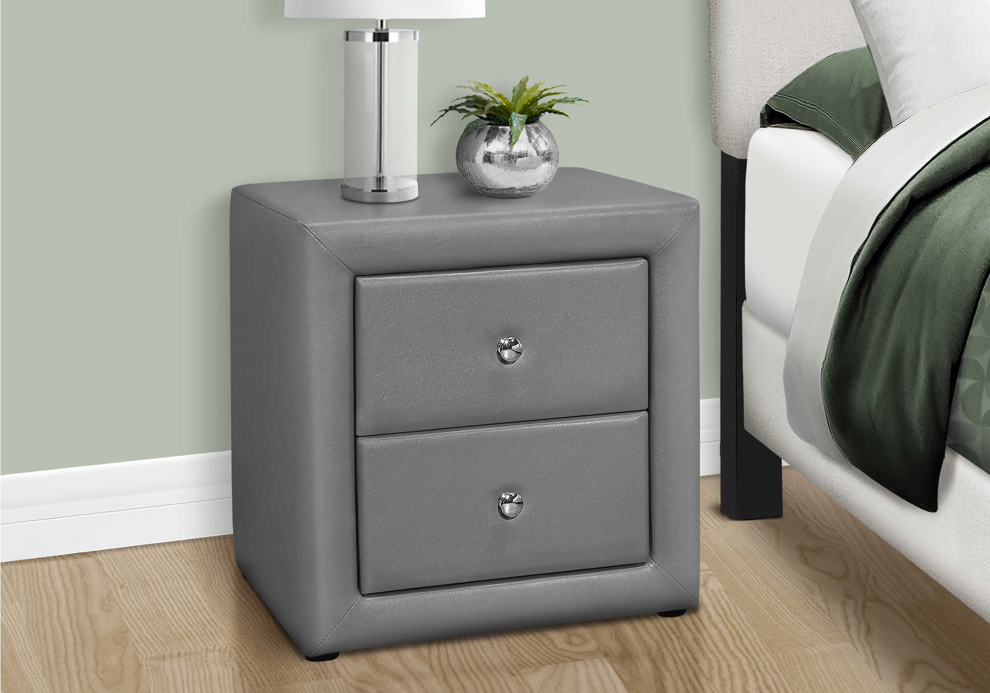 Image of nightstand - 21"h / grey leather-look i 5602.